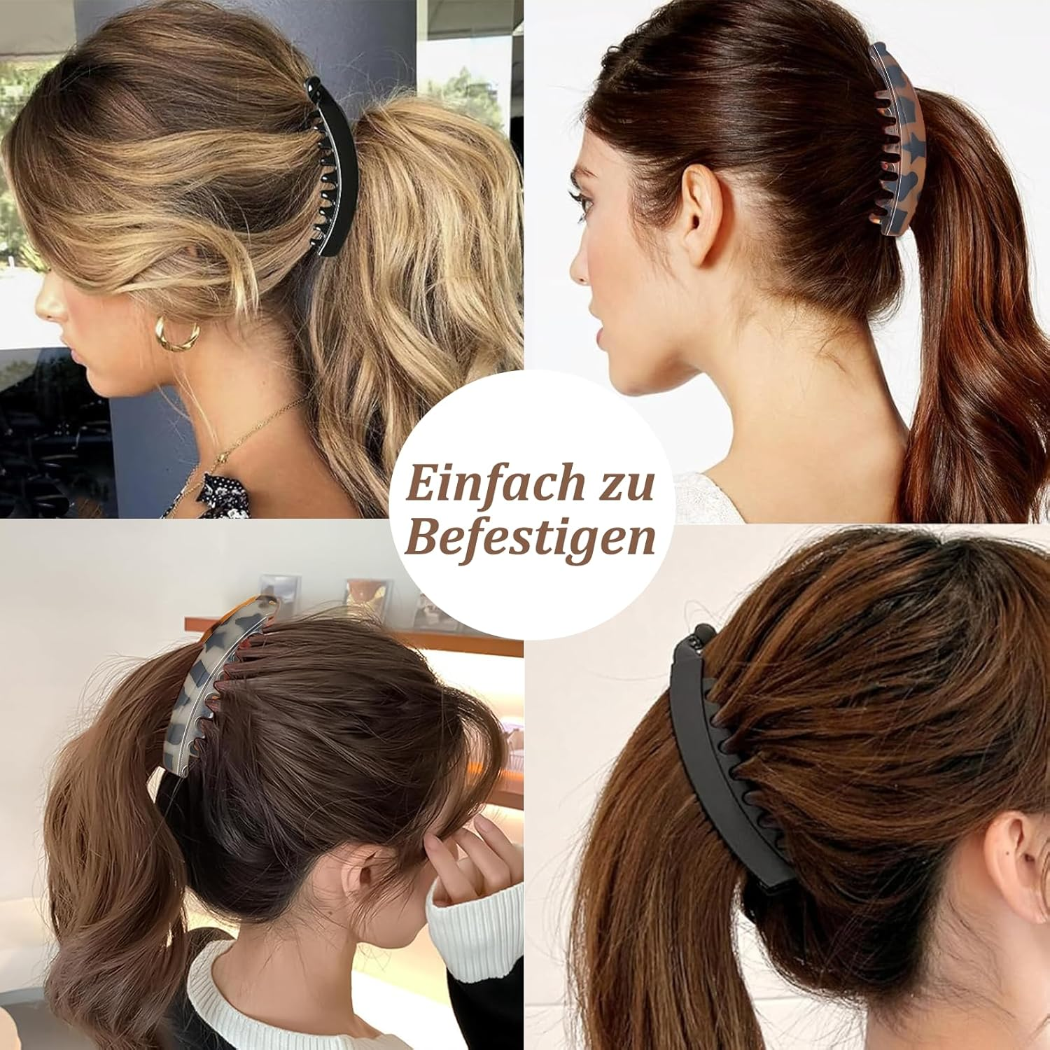 Pack of 4 Banana Clip Thick Hair, Large Banana Hair Clip, Vintage Banana Clip Hair, Hair Clips, Large Banana Hair Clips for Women and Girls, 13 Cm (Mix-2) image number 3