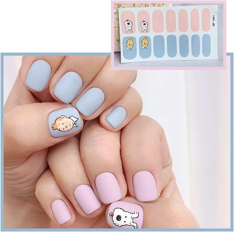 6 Sheets Cartoon Nail Art Stickers Bear Little Monster Frosted Nail Decals Beauty Accessories for Fingers image number 1