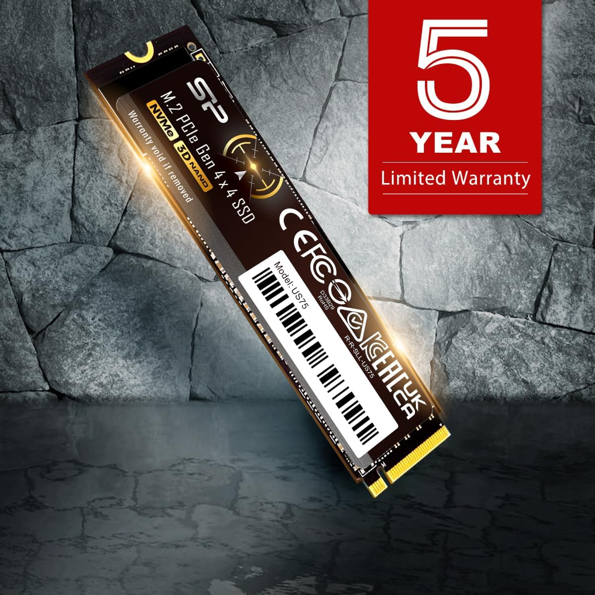 Silicon Power US75 4TB Nvme Pcie SSD, 3D TLC NAND with SLC Cache, up to 7,000Mb/S, M.2 2280 Internal Solid State Drive, Upgrade Storage for Desktop Laptop PC Computer