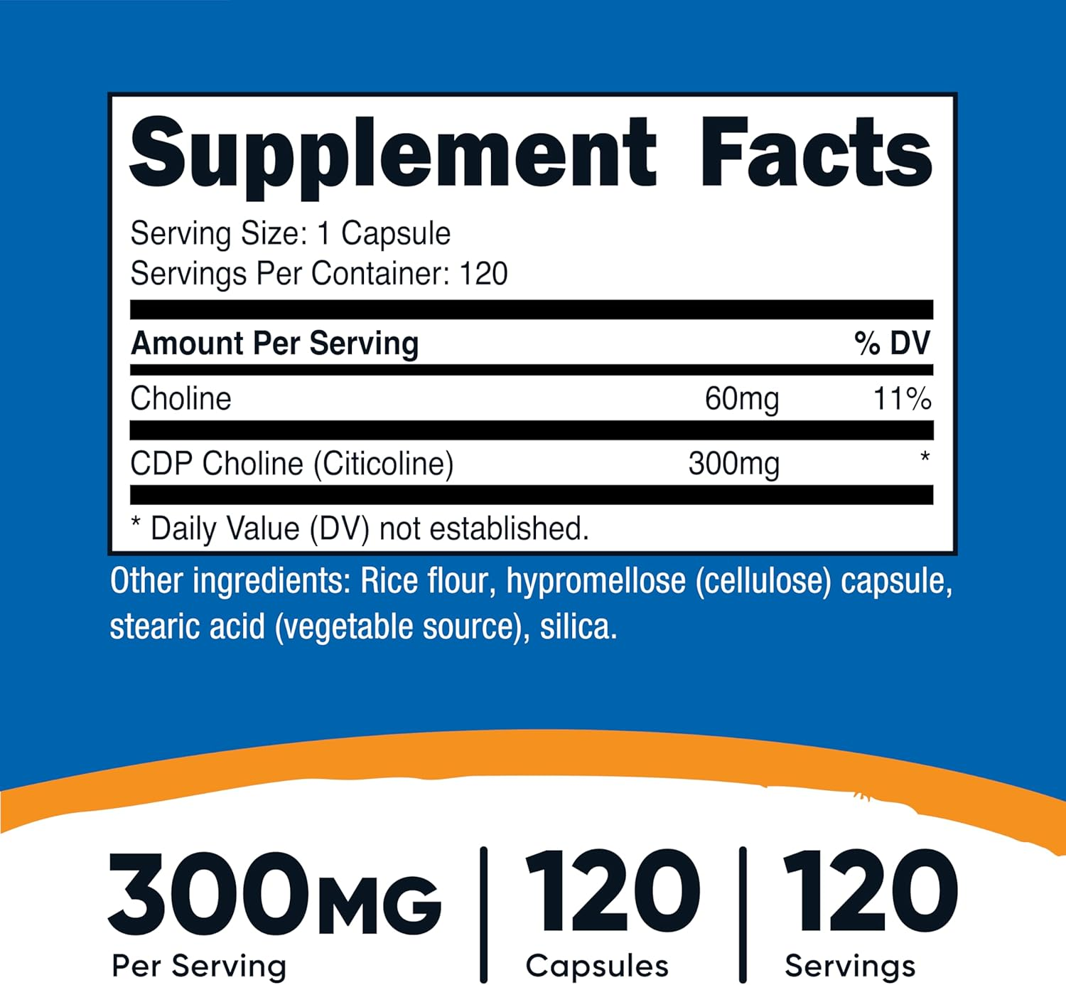 Nutricost CDP Choline (Citicoline) 300Mg, 120 Veggie Capsules - Non-Gmo, Vegan Friendly, Gluten Free image number 3