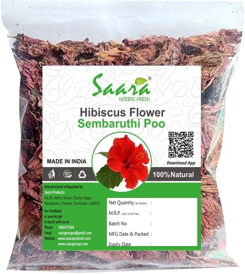 Saara HERBAL FRESH Dry Hibiscus Flower, 100G| Sembaruthi Poo | Gudhal Ka Phool | Rosa-Sinensis for Hair Care, (Pack of 1 X 100Gm),1 Count image number 2