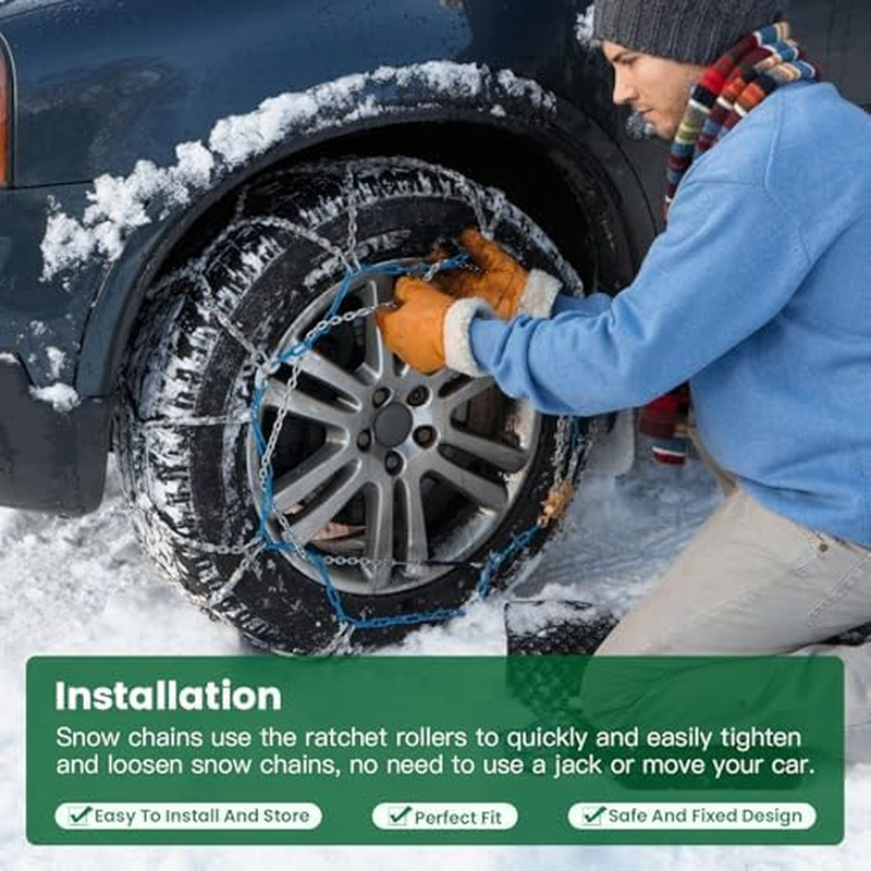 SCITOO Snow Chain for Car,2 Pack Tire Chain 235/75R15,265R15,265/70R15,275/60R15,225/75R16,245/70R16,245/75R16,255/60R16,225/70R17,235/60R17,235/65R17,245/55R17,255/55R17,235/60R18,235/50R19,255/40R19 image number 3
