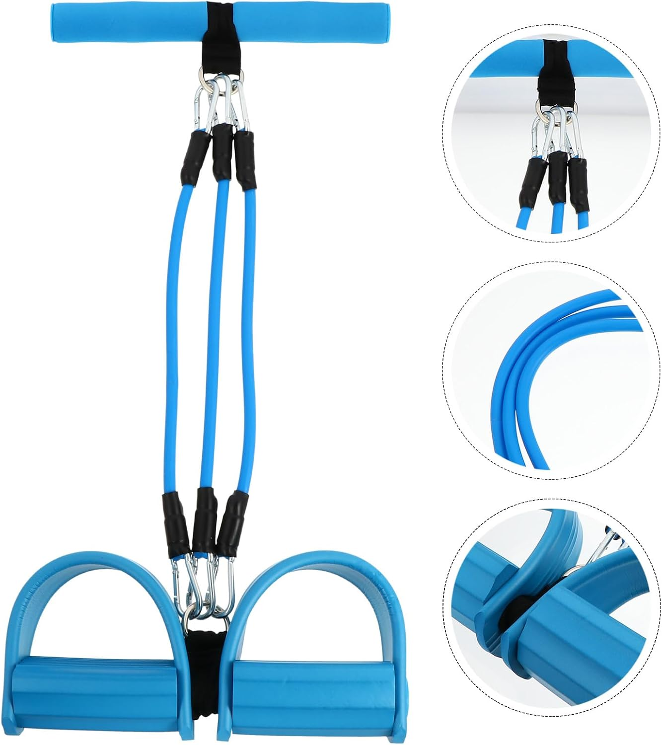 TEMPNAP Multifunctional Fitness Pedal Pull Rope with Three Tubes, Blue Sit-Up Abdominal Trainer for Home Workout and Yoga Exercise image number 2