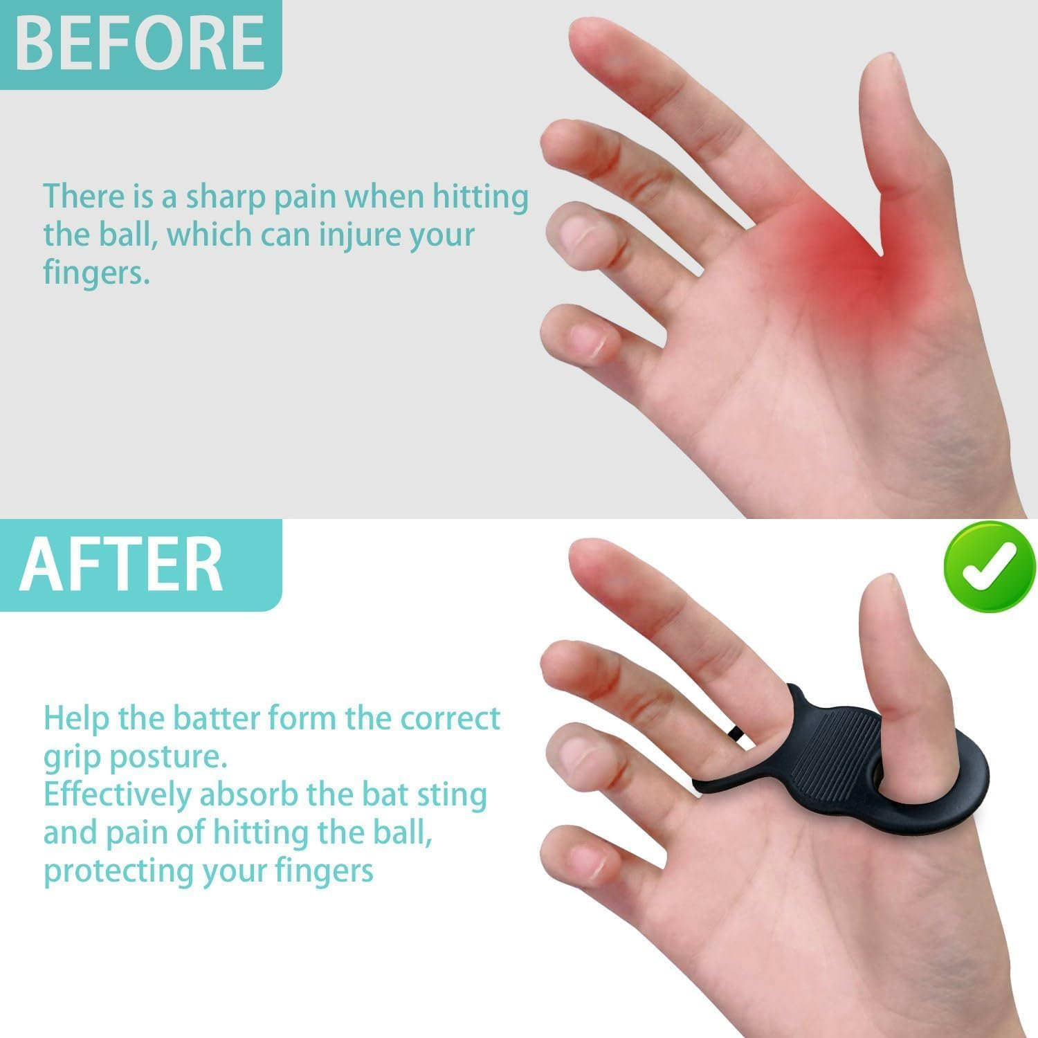 Baseball Thumb Guard Soft Silicone for Reduced Sting, Swing Hitting Trainer Aid image number 4