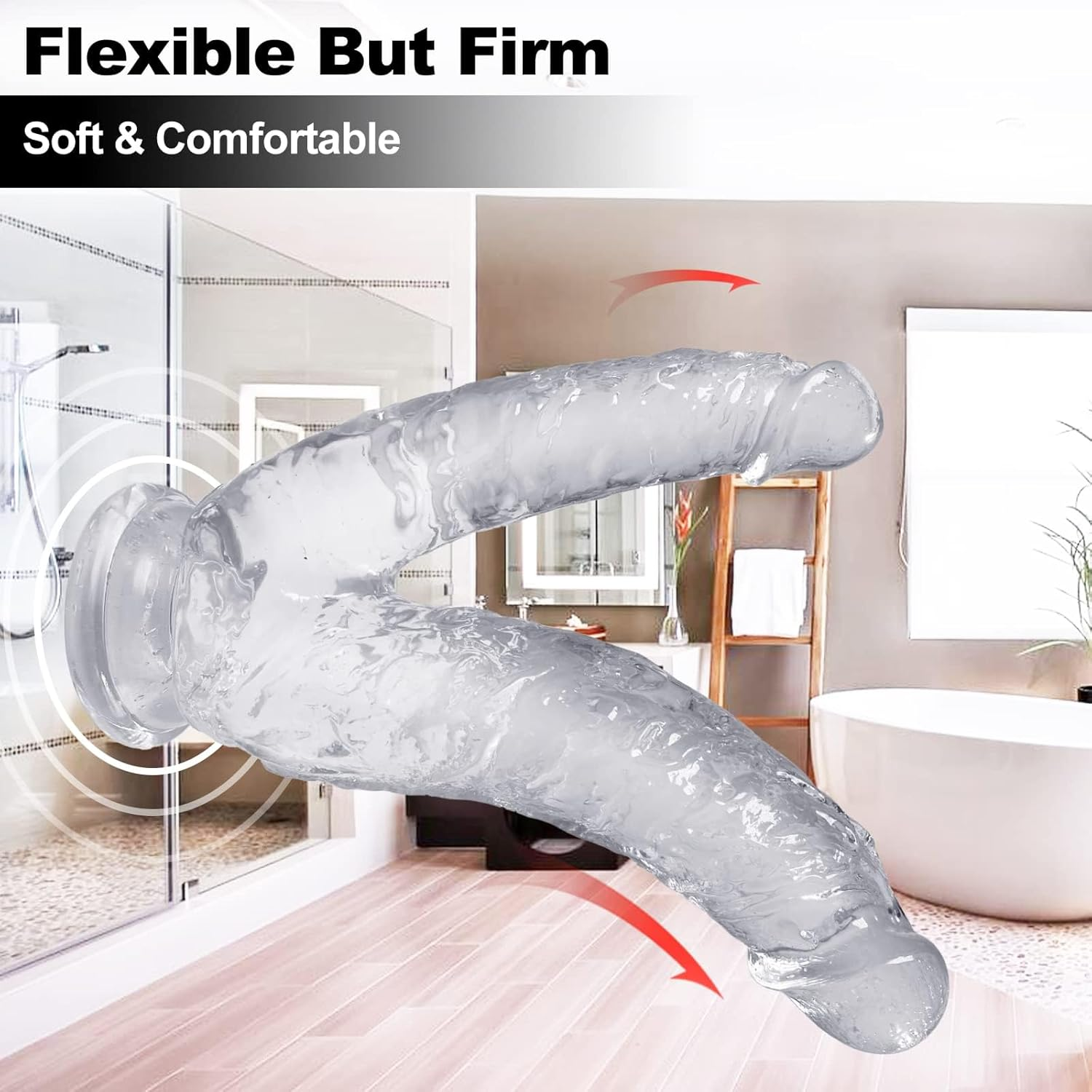 8.26 Inch Double Ended Realistic Dildos, Big Silicone Dildo Adult Sex Toy with Suction Cup Base for Hands-Free Play, Soft Fantasy Lifelike Dildo for G-Spot and Anal Play Sex Toys for Women Transparent image number 2
