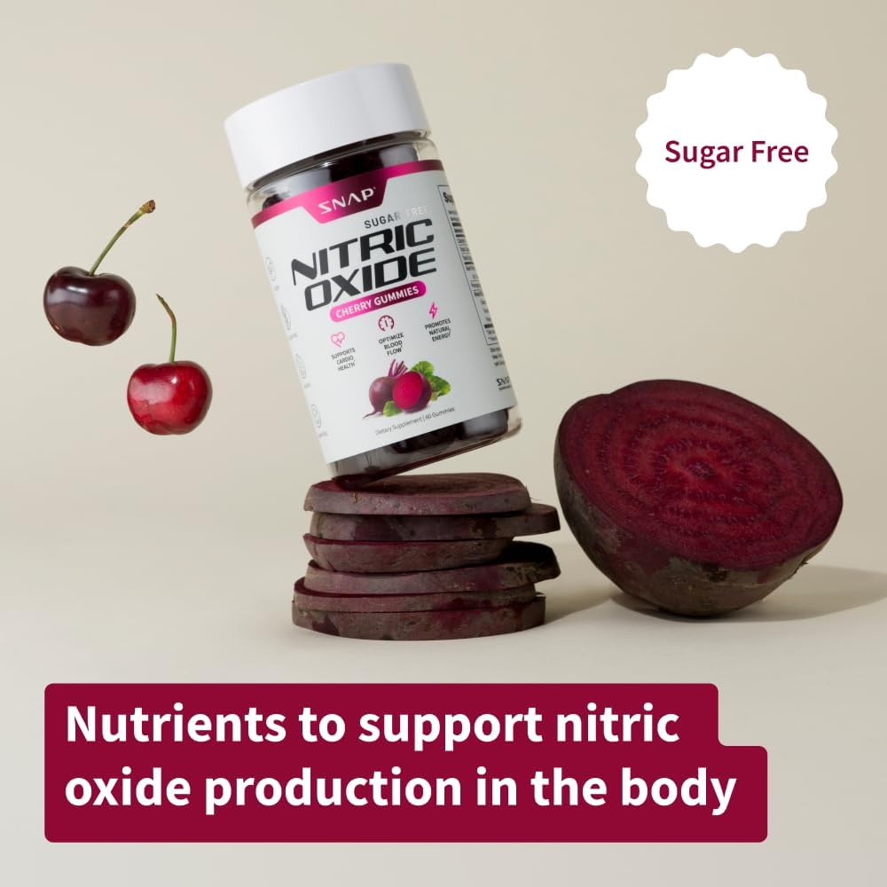 Sugar Free Nitric Oxide Beet Root Gummies - Heart Health, Energy Boost, Circulation, Blood Pressure Support Supplements, Beet Root Chewables, Beetroot Nitric Oxide Booster, 120 Gummies image number 5