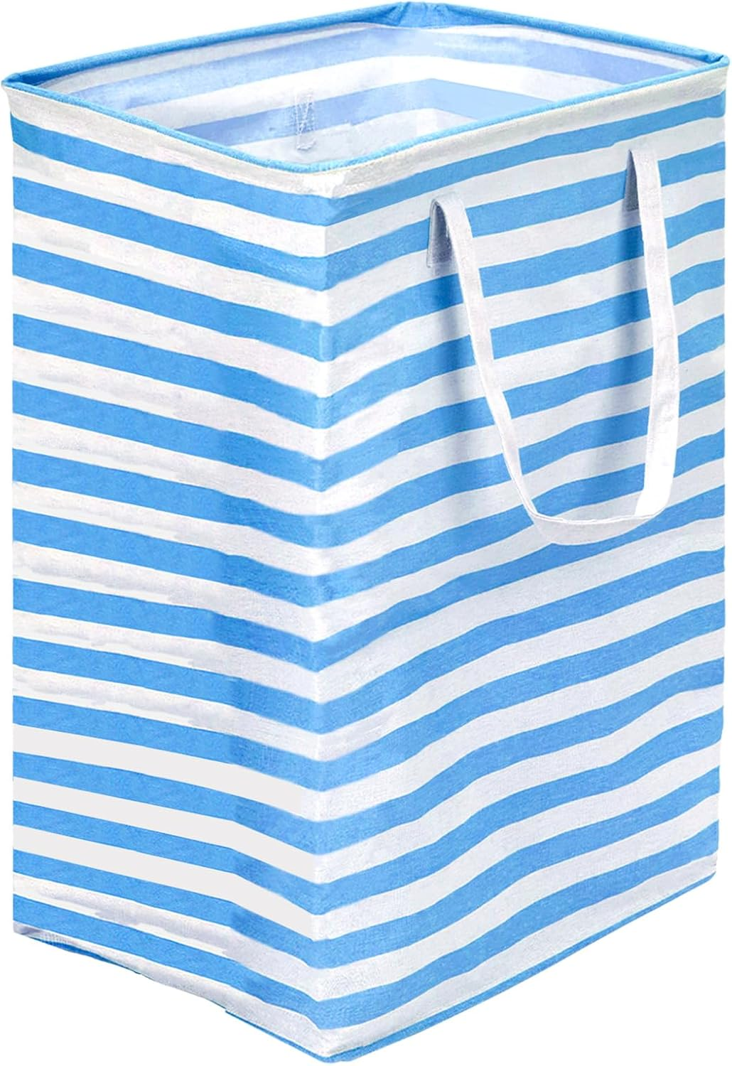 Glarks 1 Pack 75L Large Laundry Basket, Waterproof Laundry Hamper with Long Reinforced Handles, Collapsible Freestanding Clothes Hamper for Bedroom, Bathroom, Dorm(Pink Stripe)