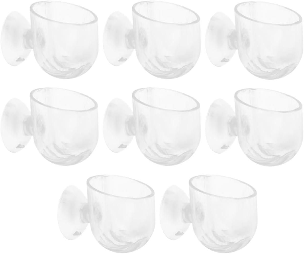 Acrylic Aquatic Plant Holder with Suction Cup, 8Pcs Crystal Glass Aquatic Plant Pot with Suction Cup,Aquatic Plant Cup Pots Acrylic Water Plant Cup with Suction Cup,Aquatic Plant Cup with Suction Cup image number 1