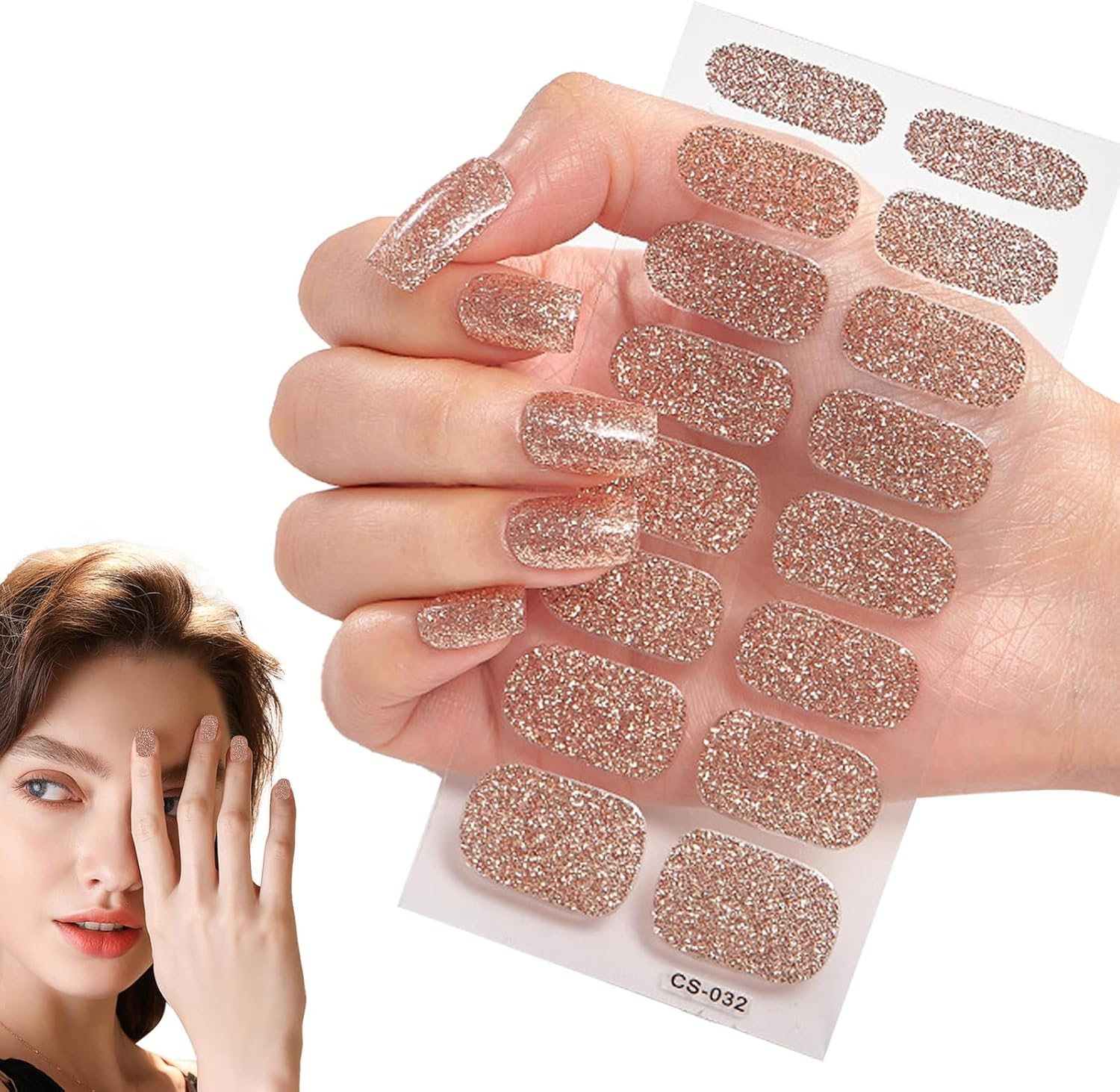 Gel Nail Wraps - Nail Polish Stickers, Semi-Cured Gel NAI Strips,Full Nails Wraps, Self Adhesive,Protective,Strips,Semi-Cured |Salon Quality DIY Nails Wrap for Women Art Manicure Design - Cs030 image number 4