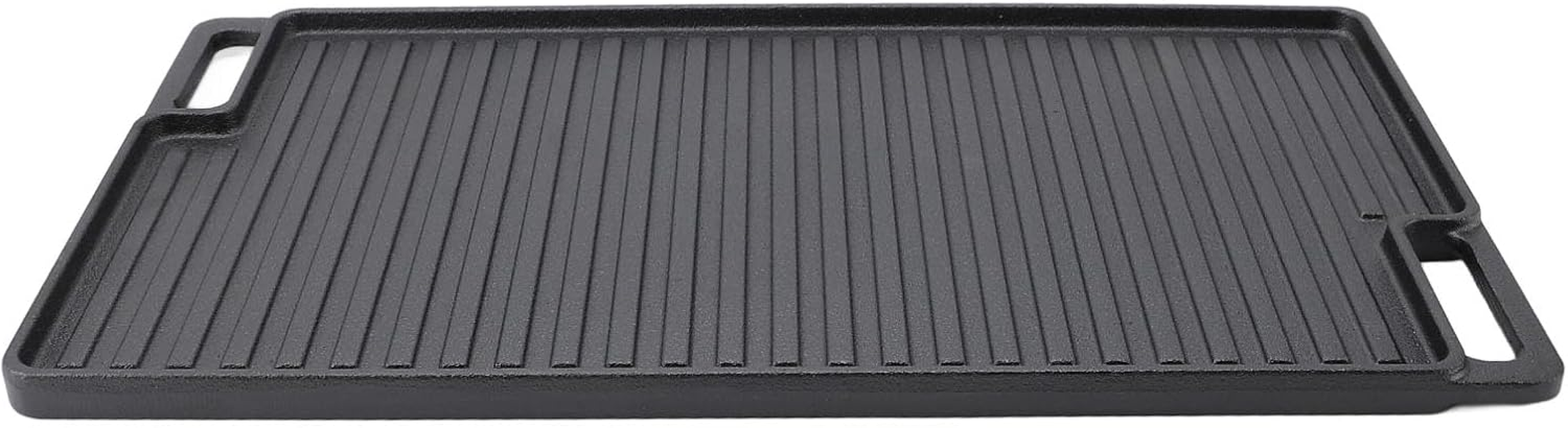 Rectangular Cast Iron Grill Plate, Non Stick Reversible Grill Plate with Handles, Sturdy Heavy Duty Double Burner Griddle for Indoor Stovetop or Outdoor Camping BBQ image number 2