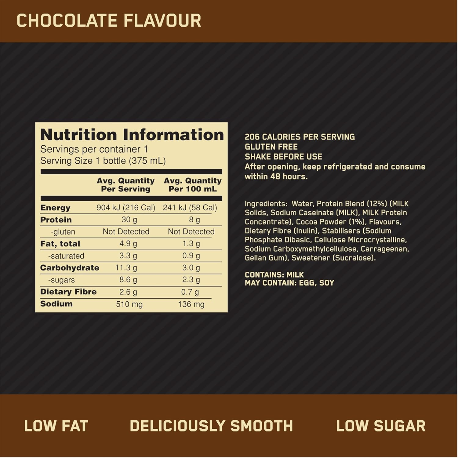Optimum Nutrition High Protein Shake, Chocolate(Pack of 12)