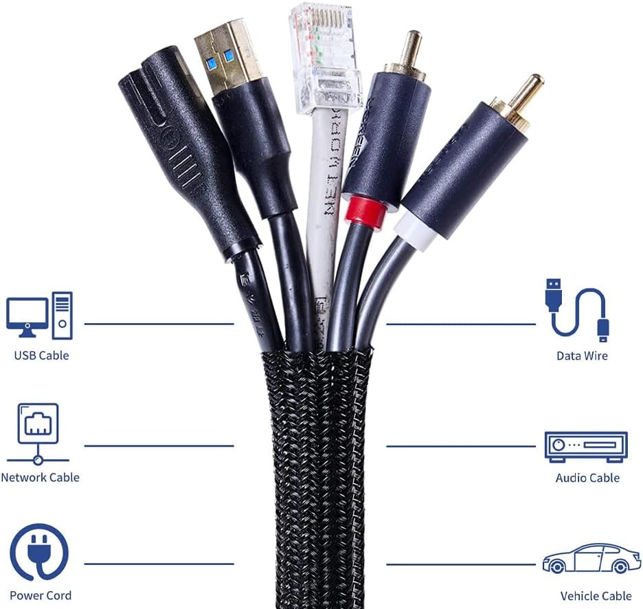 Ausgear 16.5Ft - 1/2 Inch Cable Management Protector, Flexible Split Cable Sleeve Cord Organizer Wire Loom Tubing for USB Cable Power Cord Audio Video Cable Management &ndash; Prevent Cat from Chewing Cords image number 1