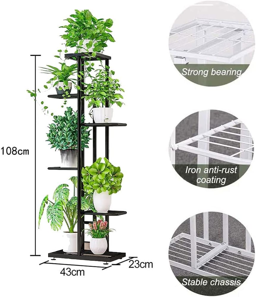 6 Tier 7 Potted Metal Plant Stand Indoor Outdoor Multiple Flower Pot Holder Shelf Stander Plant Holder Storage Rack for Indoor Outdoor Garden Greenhouse Patio Natural Black image number 6