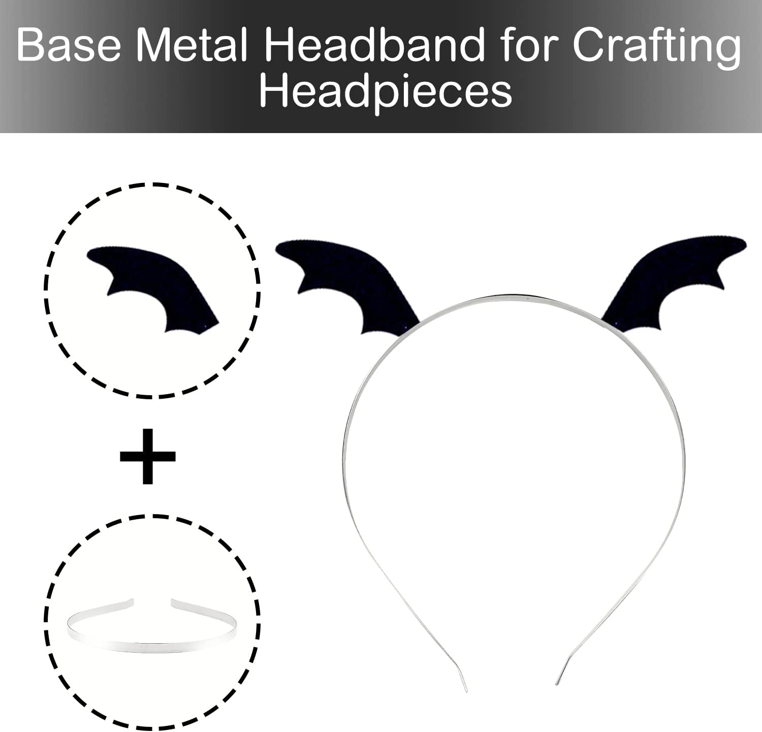 20 Pack Bulk 7 MM Thin Silver Black Plain Blank Hard Wire Metal Headbands Base Hair Bands Clasps Tiara DIY Crafting Accessories for Women image number 3