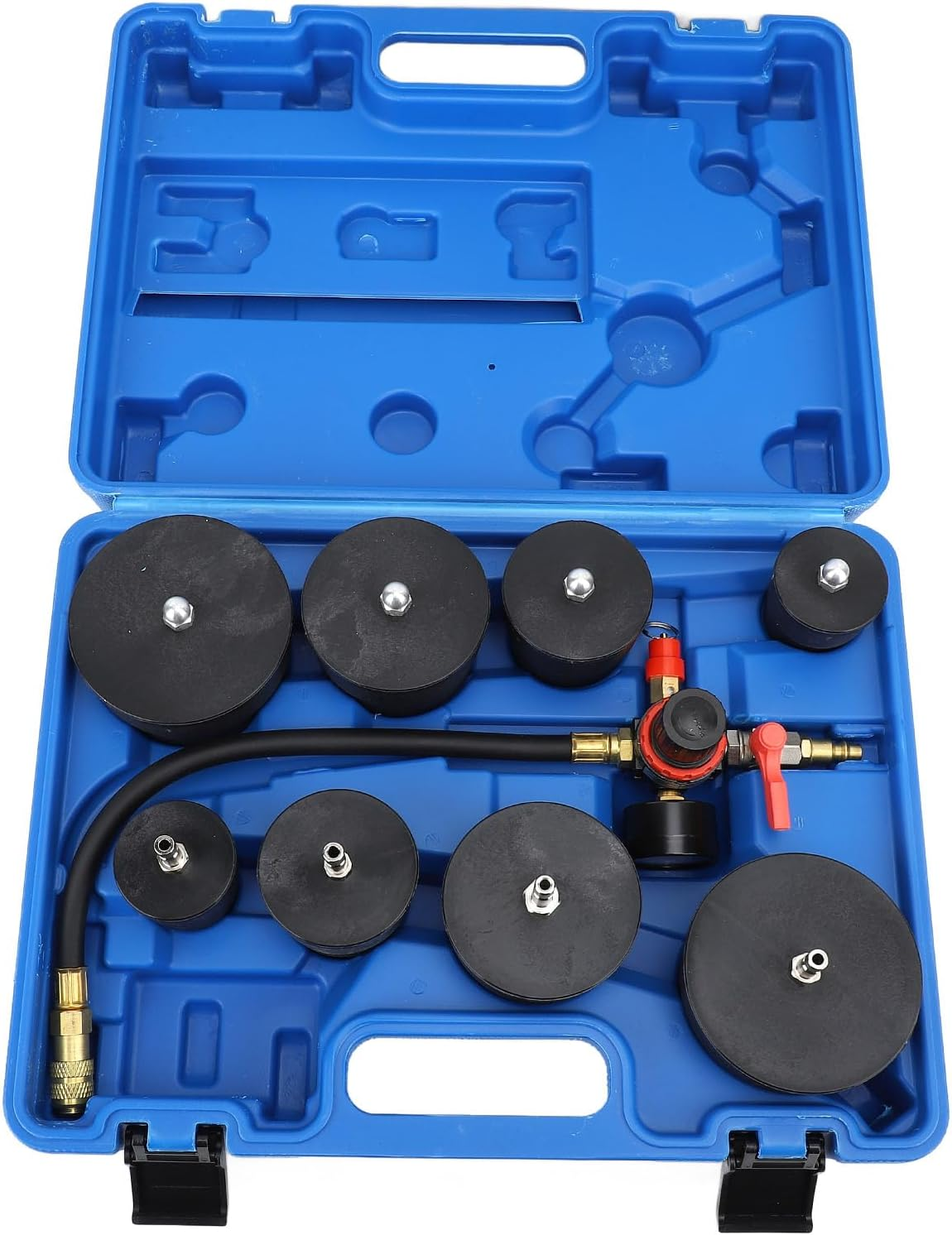 Turbo System Leakage Tester, 9 Pcs Metal Automotive Turbocharger Turbo Boost Leak Tester with 35Mm to 90Mm Adapter, Regulator, Universal Auto Pressure Tester Leak Detector image number 2