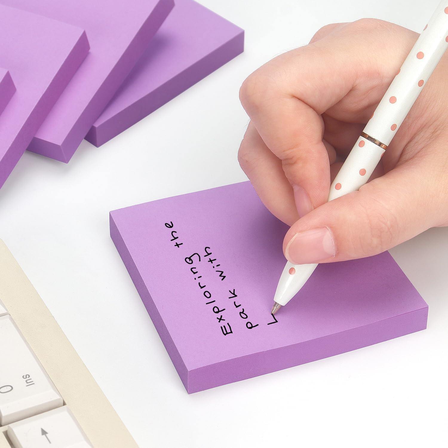 Sticky Notes 3X3 Self-Stick Notes Pads with 6 Bright Colors, Easy to Post for Office, Shool, Home,Restaurant,6 Pads/Pack, 50 Sheets/Pad-Purple image number 2