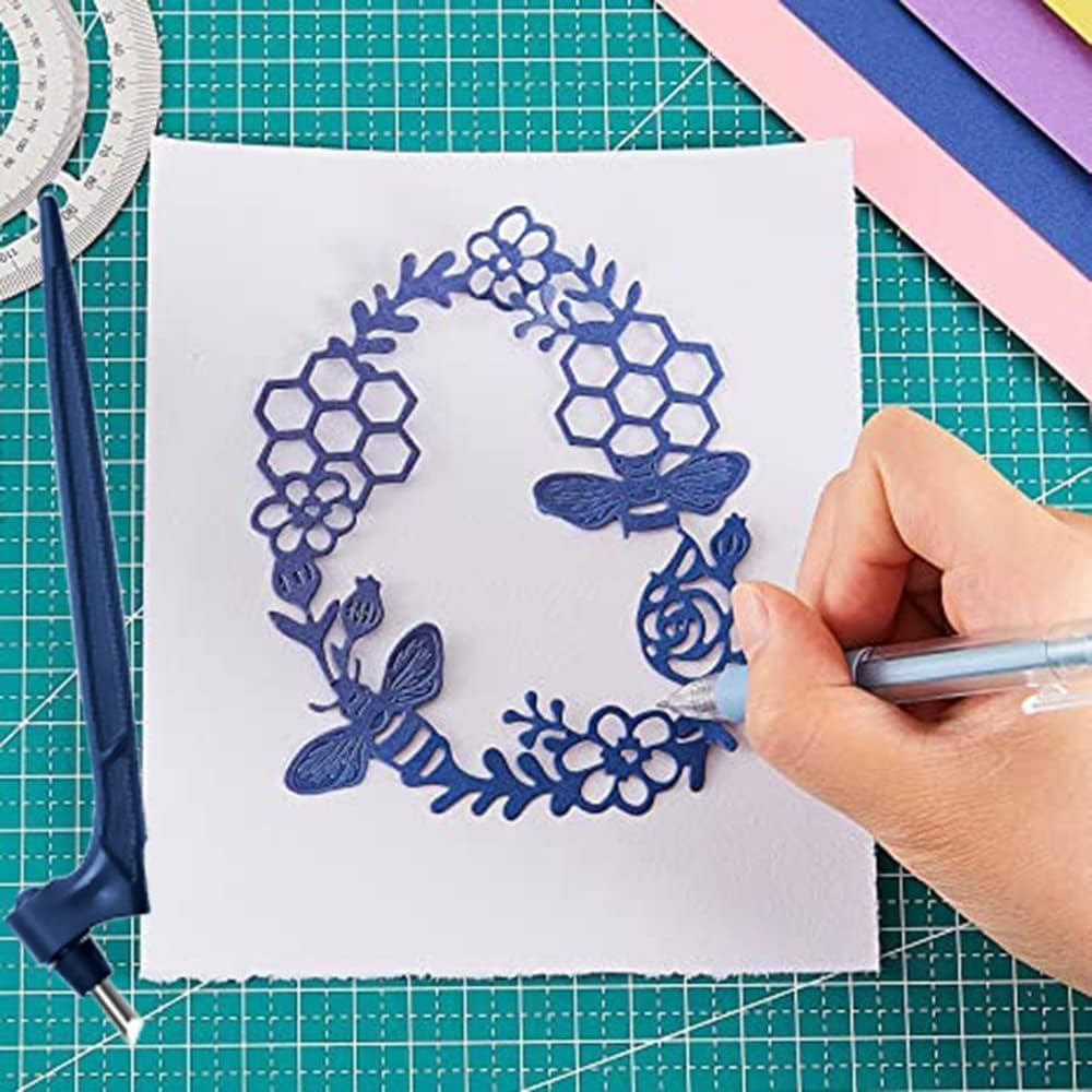 KEWAYO Craft Cutting Tools, Craft Cutting Knives with 3 Different 360 Degree Rotating Blades Stainless Steel Cutter Pen for Stencils Scrapbooks DIY Crafts image number 3