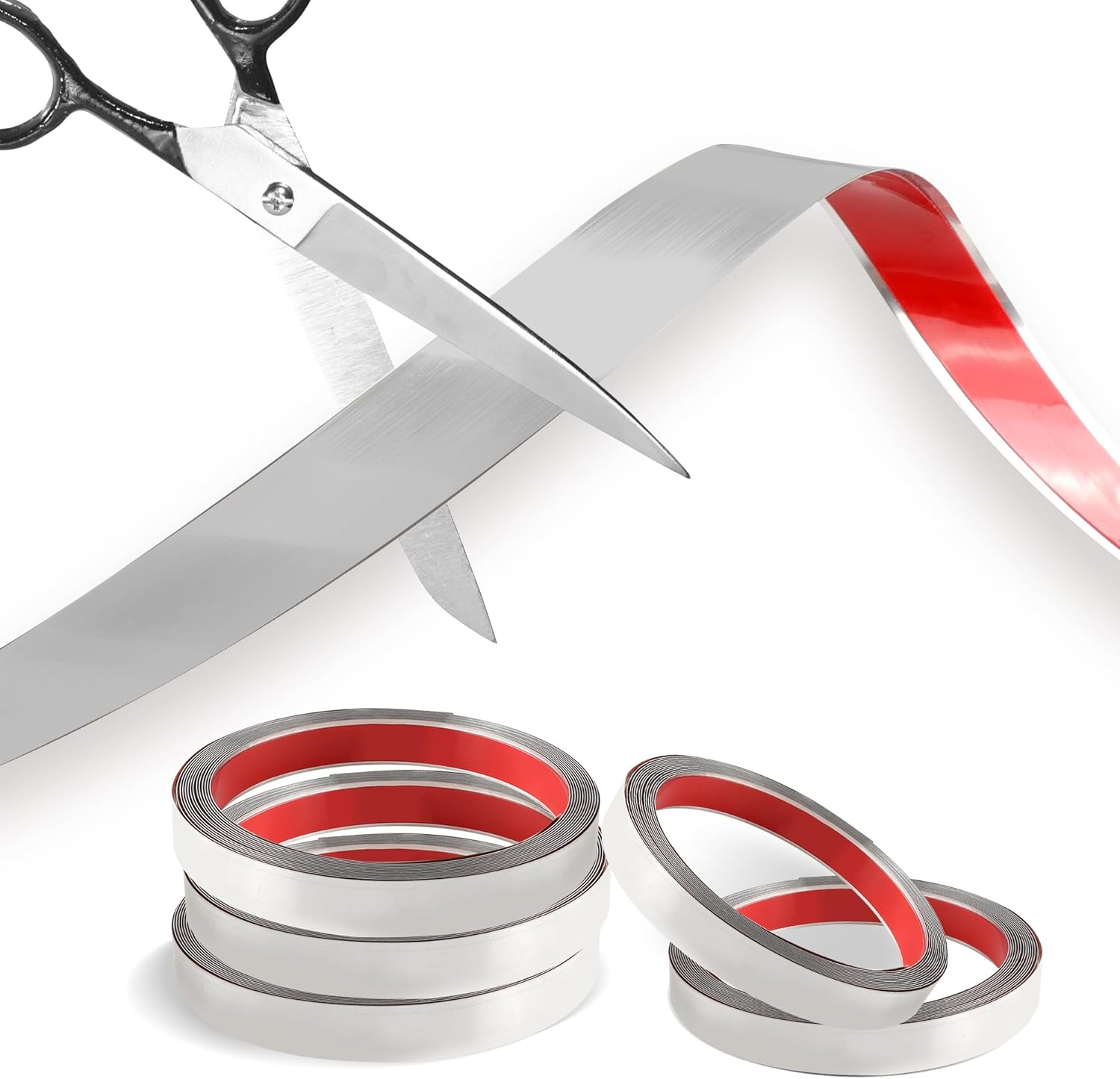 JUNART 600Cm&times;1Cm Stainless Steel Wall Molding Trim,Peel and Stick, Flexible Self-Adhesive Metal Trim for Fireplaces, Mirror Frames, Walls, Ceilings, Floors, Tiles(Silver) image number 3