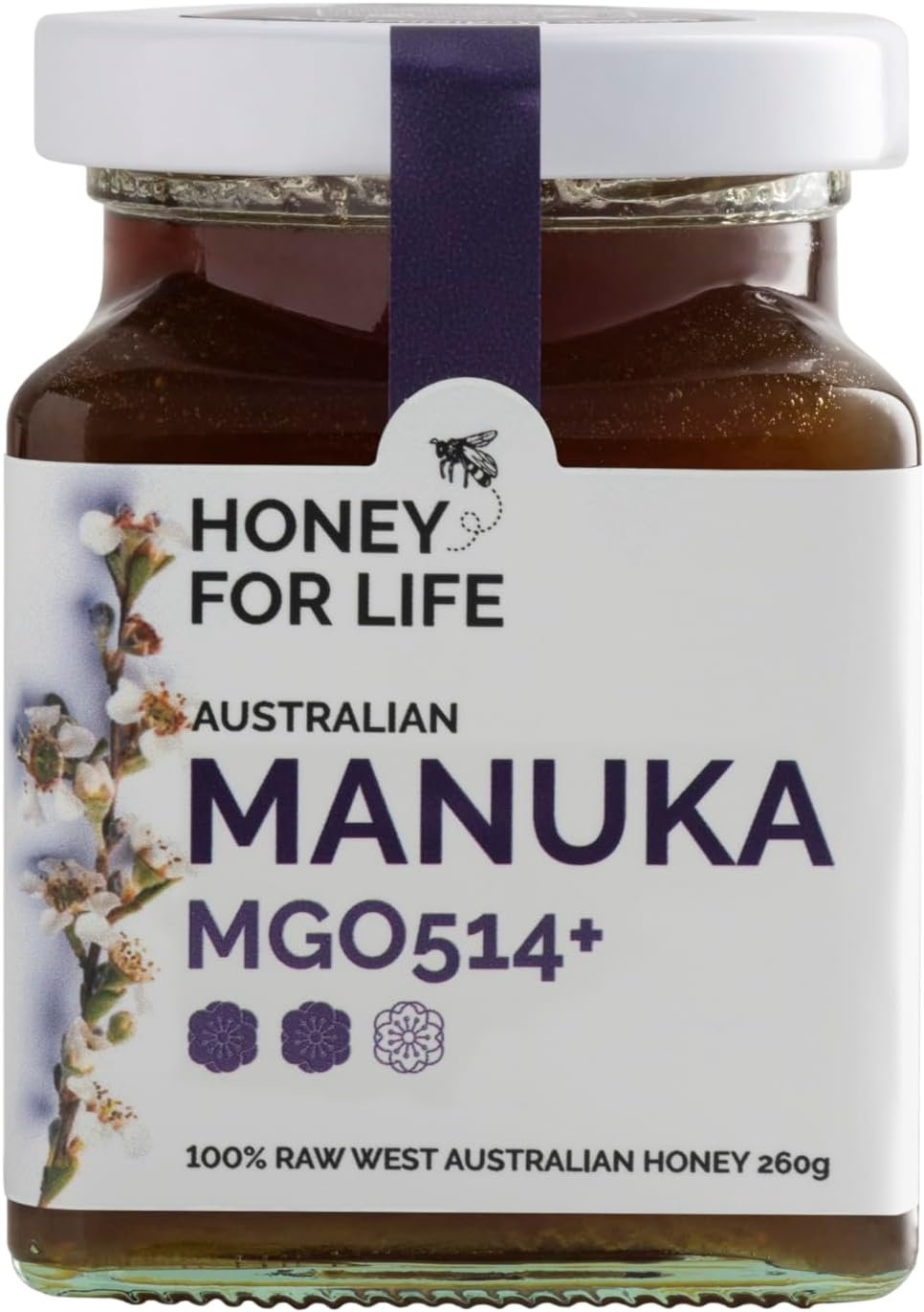Australian Monofloral Manuka Honey Medical Grade - MGO514+ | Raw Honey in Glass Jar | Pure Honey - Lab Verified Pesticide & Antibiotic Free | Batch Traceable | Manuka Honey 260G by Honey for Life
