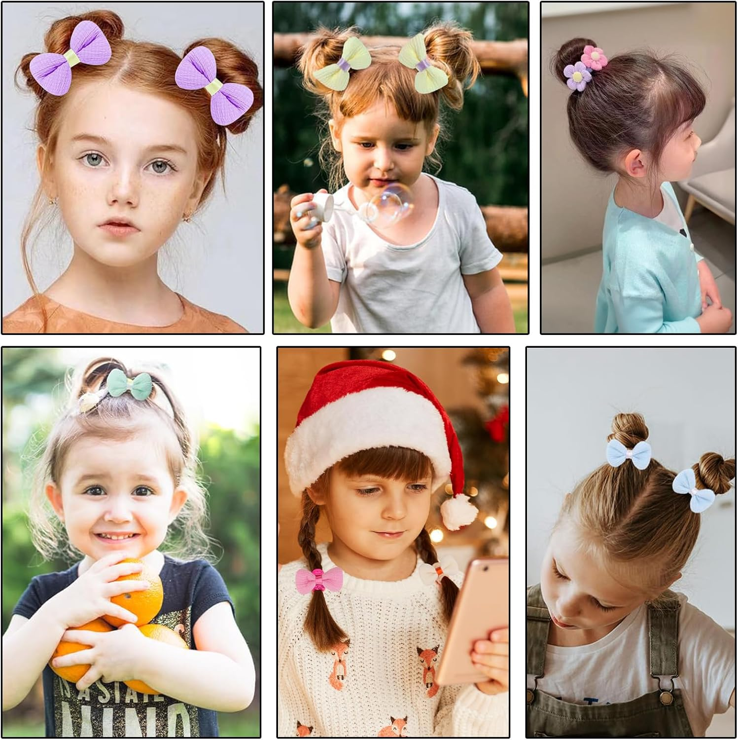 24 Pcs Toddler Hair Ties for Girls - Cute Flower Elastic Hair Bands, Candy Bow Ponytail Holders, Seamless Scrunchies, Little Girls Hair Accessories for Thick Hair image number 3