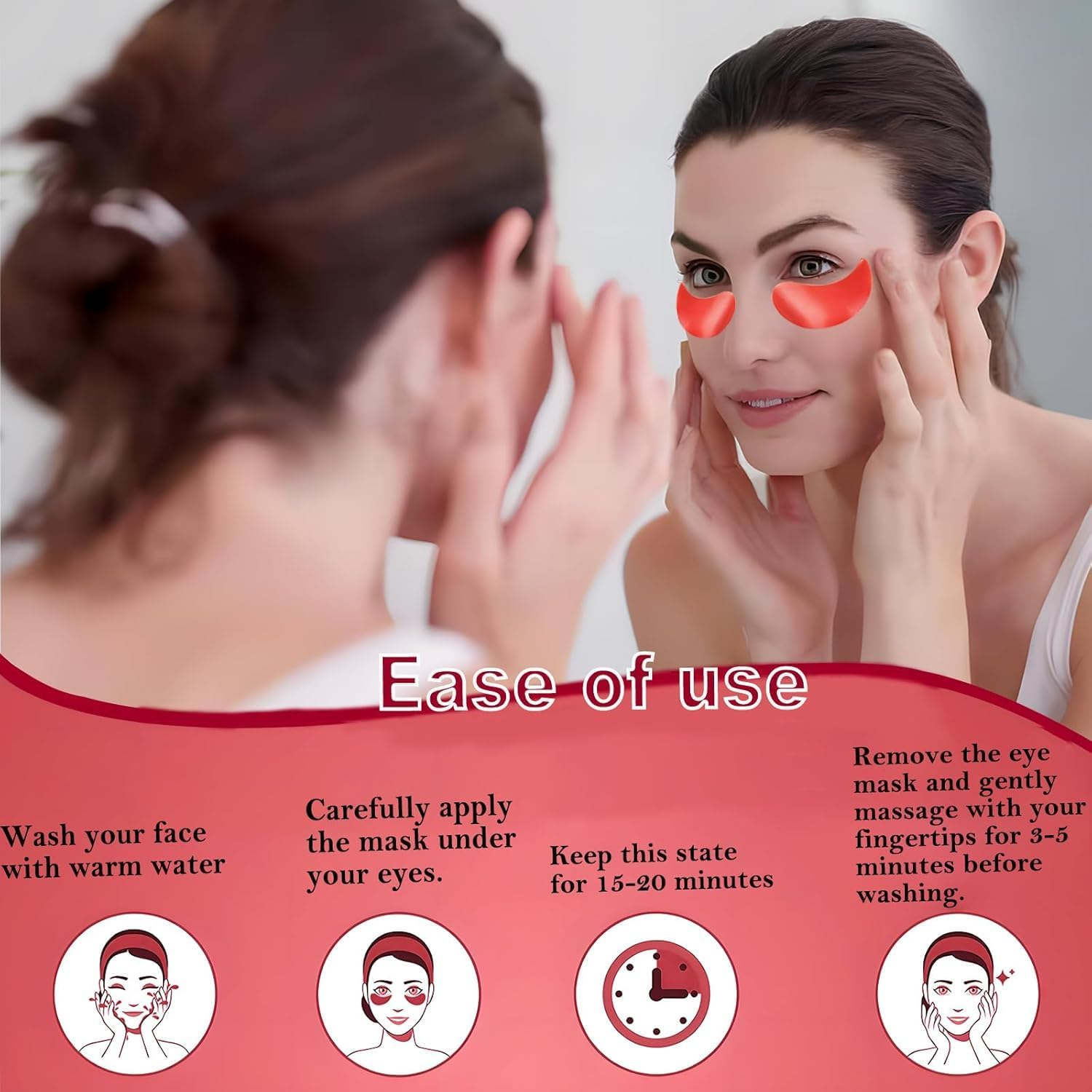 Under Eye Mask, Collagen under Eye Patches for Puffiness Eye Care, Hyaluronic Acid Deep Moisturizing Pomegranate Eyes Gel Pads for Reducing Dark Circles Wrinkles, Smooth Repair the Eyes Skin Treatment image number 5