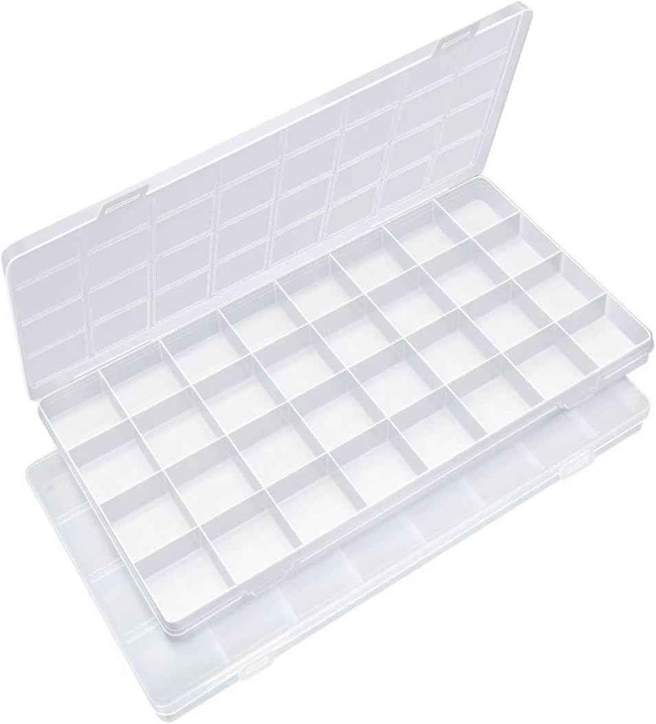 Eppingwin 28 Grids Bead Organizer, Craft Organizers and Storage, Acrylic Organizers, Plastic Bead Organizer Box for Crafts Organizing Storing, Translucent