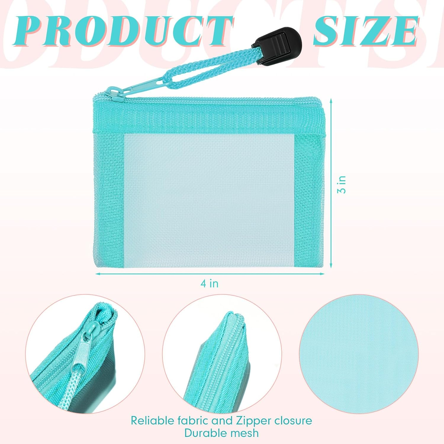 Jexine 24 Pcs Mini Zipper Mesh Bags Lipstick Cosmetic Accessories Organizer Nylon Makeup Zipper Pouch Small Cosmetic Bag for Purse Beauty Mesh Travel Pouch for Women(4 X 3 Inch,Bright Color) image number 4