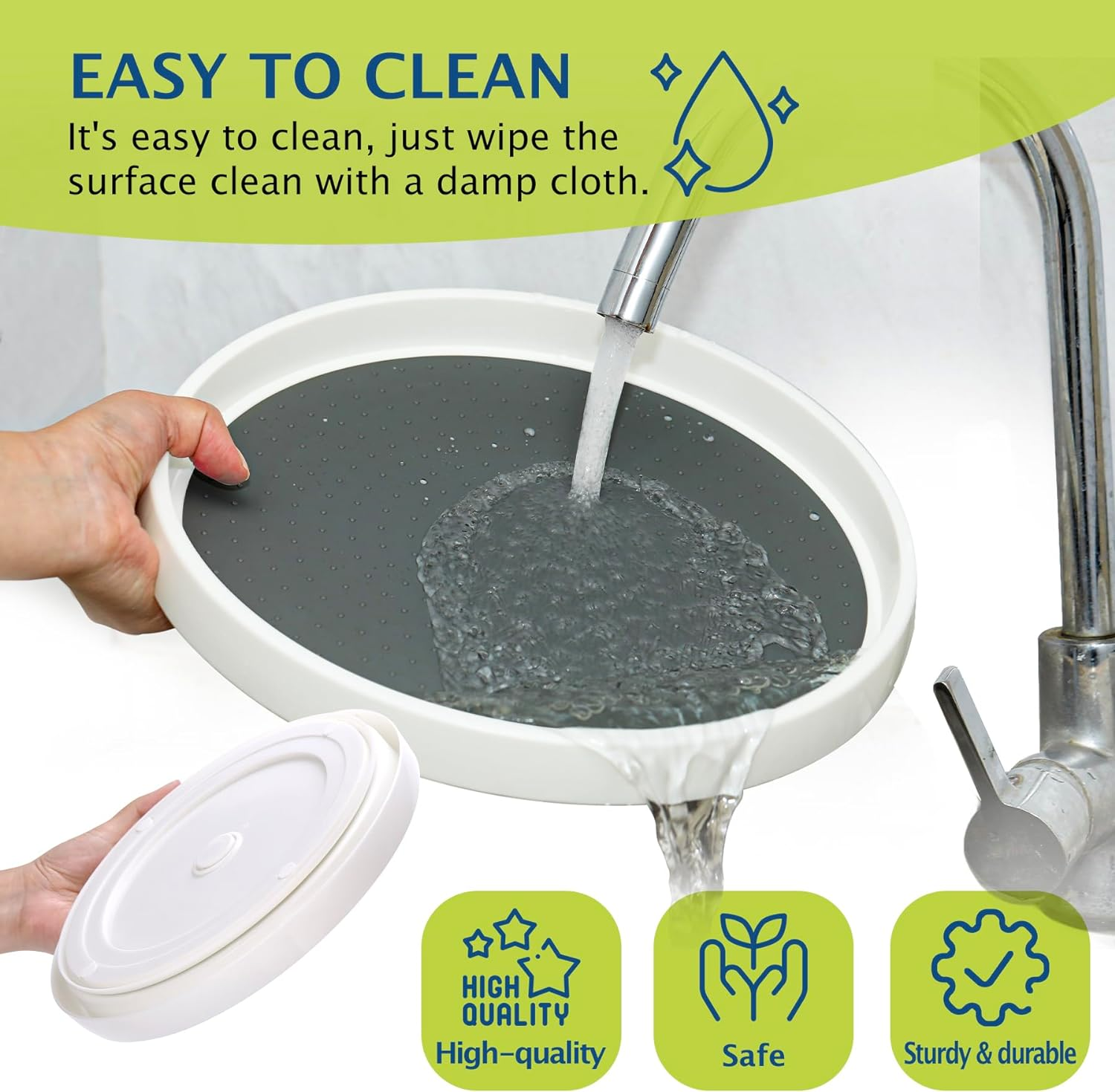 Set of 6, 10 Inch Non-Skid Lazy Susan Turntable, Lazy Susan Organizer for Cabinet, Pantry Organization, Kitchen Storage, Bathroom Sink Cabinet, Refrigerator, Countertop, Spice Rack (6 Pack 10 In) image number 6