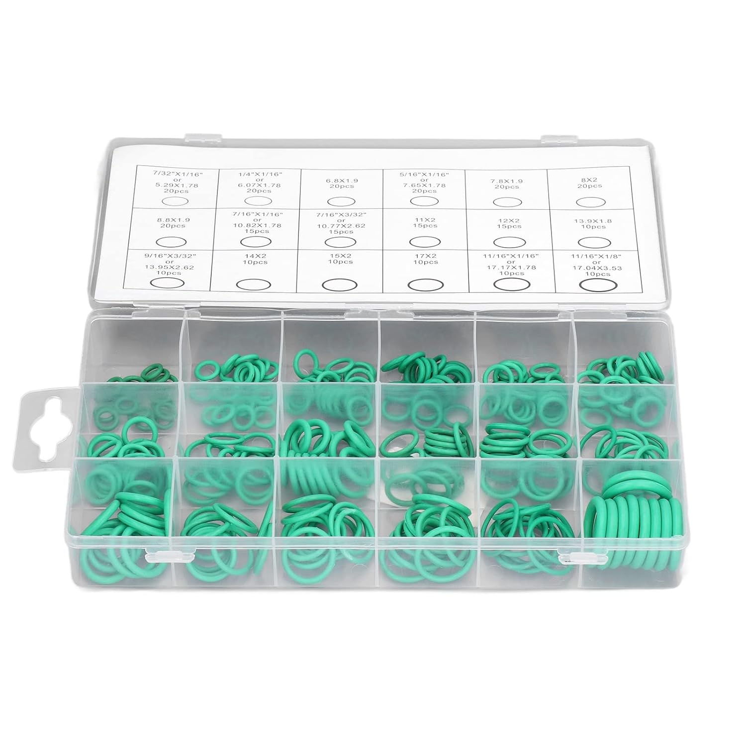 270Pcs Green O-Ring Kit, Rubber Sealing Rings Assortment Set for Automotive, Plumbing & Machinery, Seal Washers for Water/Gas/Air Connections image number 4