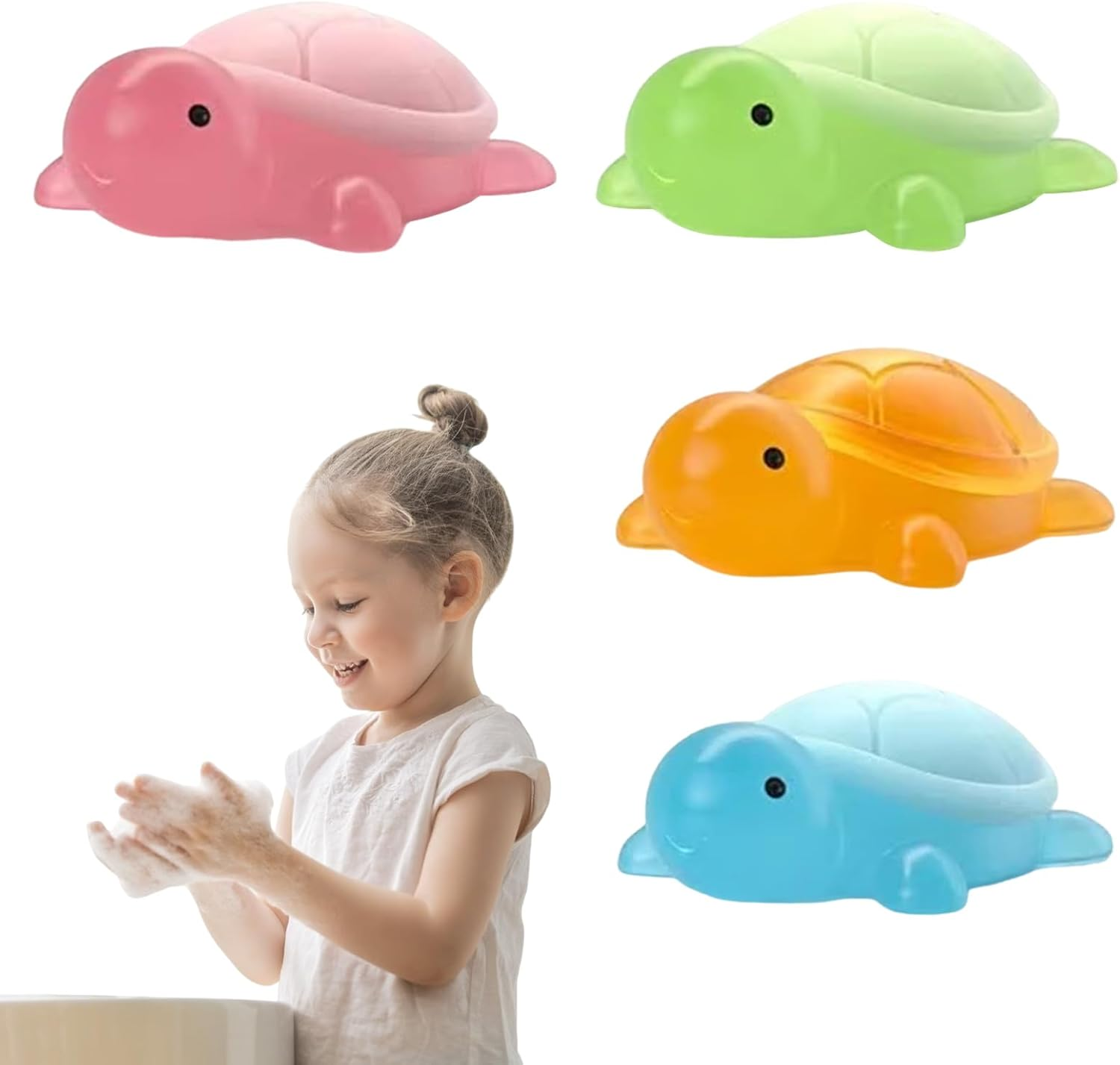 Ungtyb Natural Oil Soap, Turtle Shaped Kids Soap, Travel Friendly, Gentle Hand Cleanser, Organic Animal Shaped Purifier Moisturizing Bathing Bar for Boys and Girls, 4 Pieces image number 6