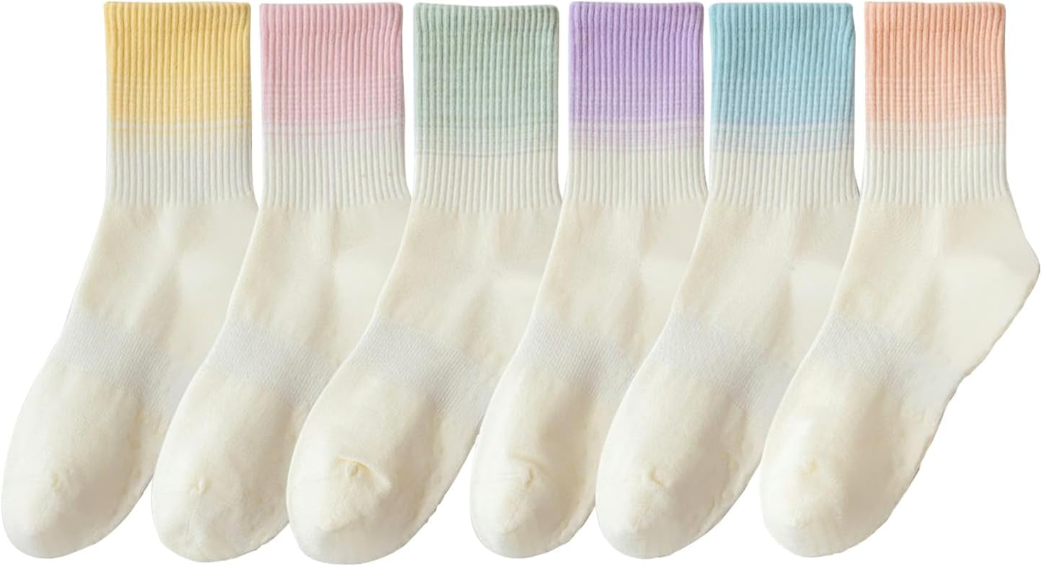 6 Pairs Non Slip Yoga Socks, Pilates Socks with Grips, Athletic Long Socks Barre Dance Socks, anti Skid Socks for Yoga Ballet Barefoot Workout image number 6