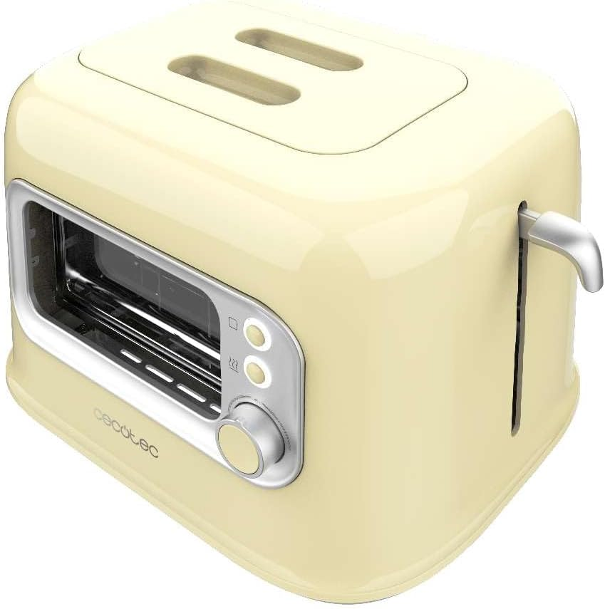 Cecotec Vertical Toaster with 2 Wide Slots and Retrovision Beige Control Window. 700W, Retro Design, Dust Cover, Automatic Shut-Off and Pop-Up, 5 Power Levels, Beige