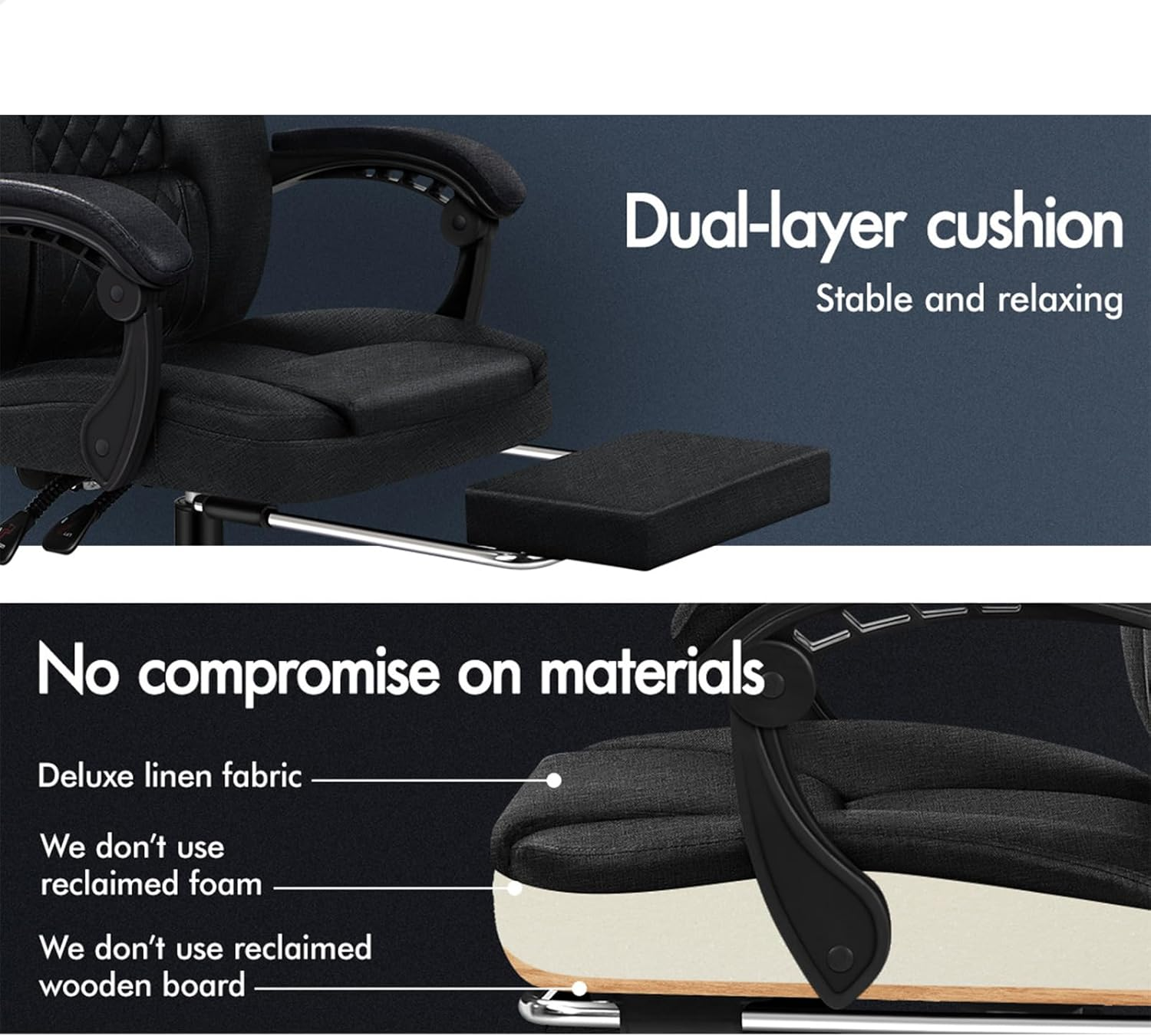 ALFORDSON Ergonomic Office Chair with 150&deg; Recline & 2-Point Massage, Computer Desk Chair with SGS Approved Gas-Lift, Executive Home Video Game Chair (Avery Fabric Black) image number 1