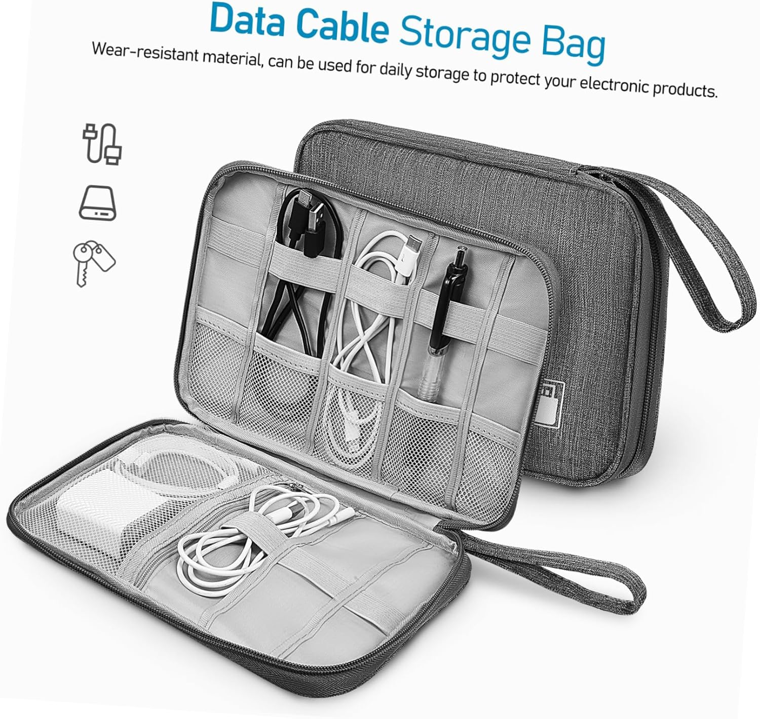 PHENOFICE 2Pcs Ultralight Cable Bag Pouch Travel Pouch Bag for Earphone Organizer Data Line Storage Digital Accessories Organizer image number 1