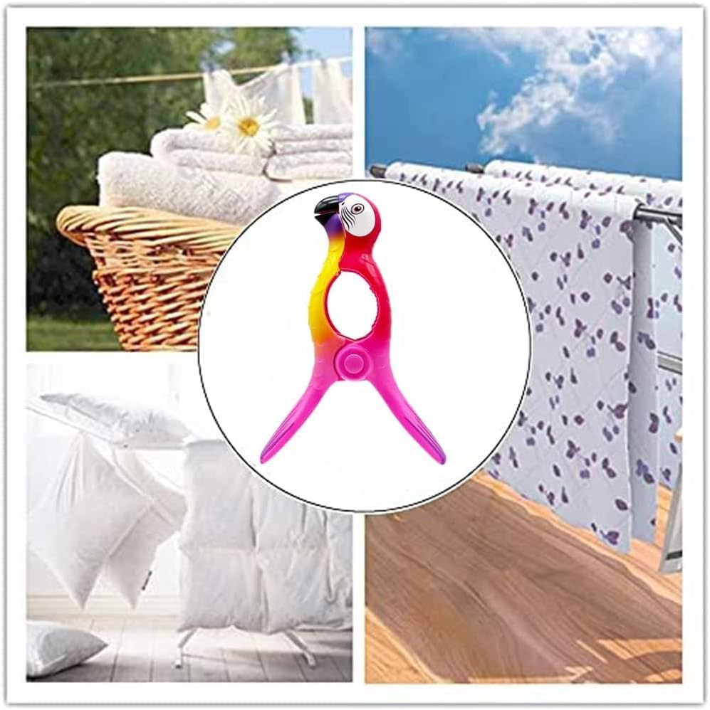 2 Pcs Beach Towel Clips, Lounge Chairs Clips, Parrot Towel Clips for Beach Chairs, Strong Towel Clips for Keep Your Cloth or Towel from Blowing for Cruise, Beach, Patio, Pool image number 4