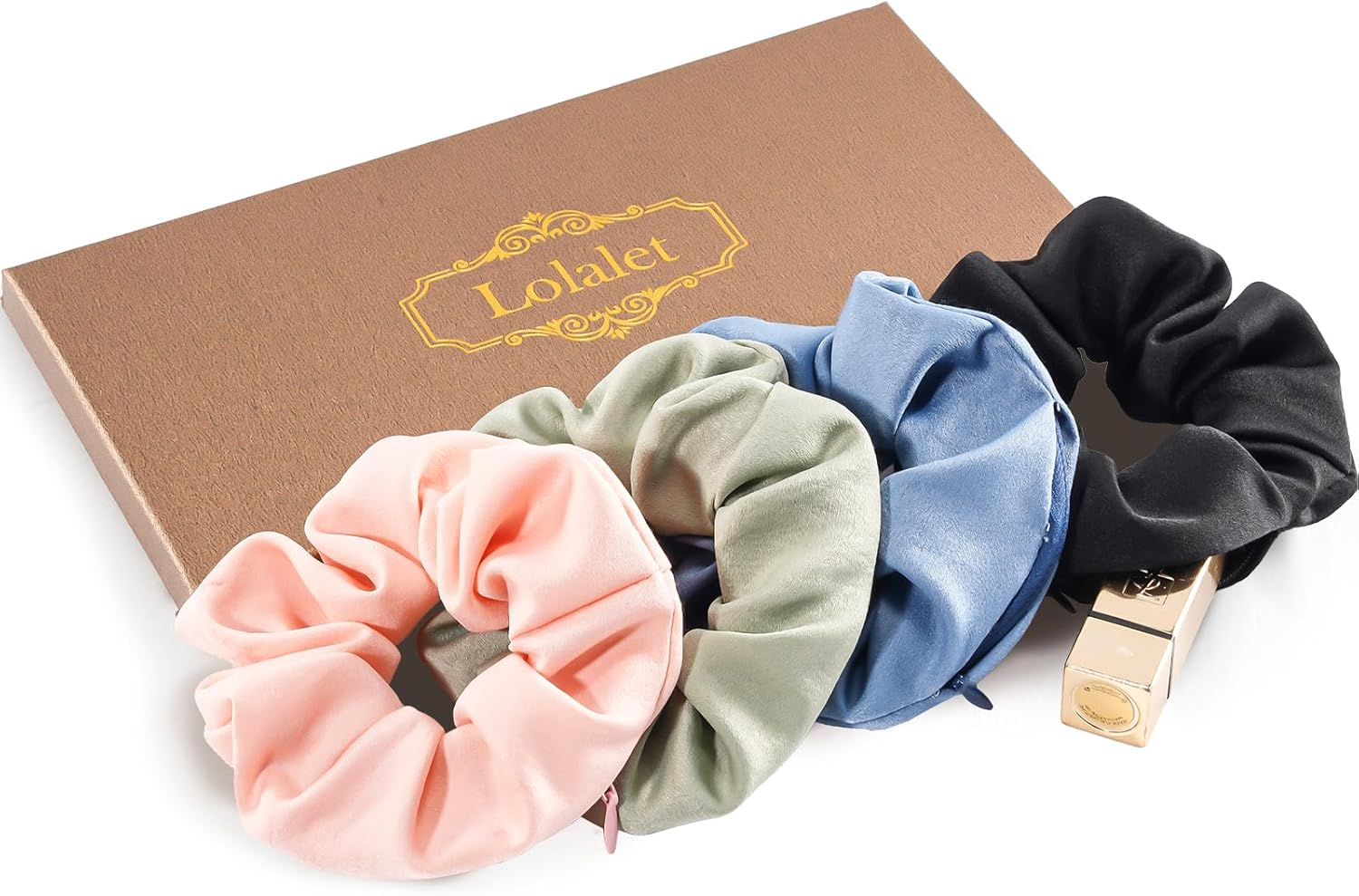 Lolalet Stash Scrunchies, 4 PCS Hair Scrunchies with Zipper Pocket, Hidden Pocket Scrunchie for Hide Money, Elastic Hair Ties Ponytail Holder Accessories for Thin Fine Curly Hair -Style B image number 5