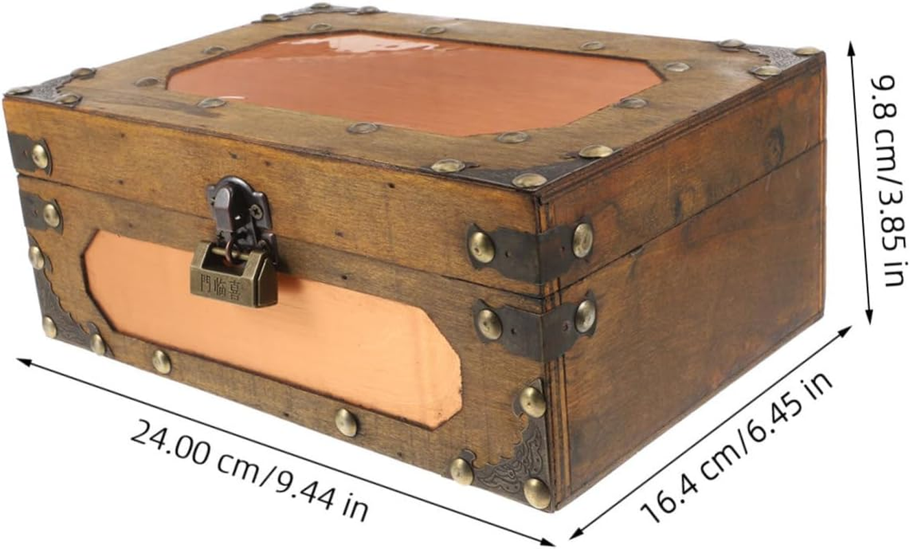 Retro Storage Box Vintage Wooden Craft Storage for Jewelry Decorative Treasure Chest image number 2