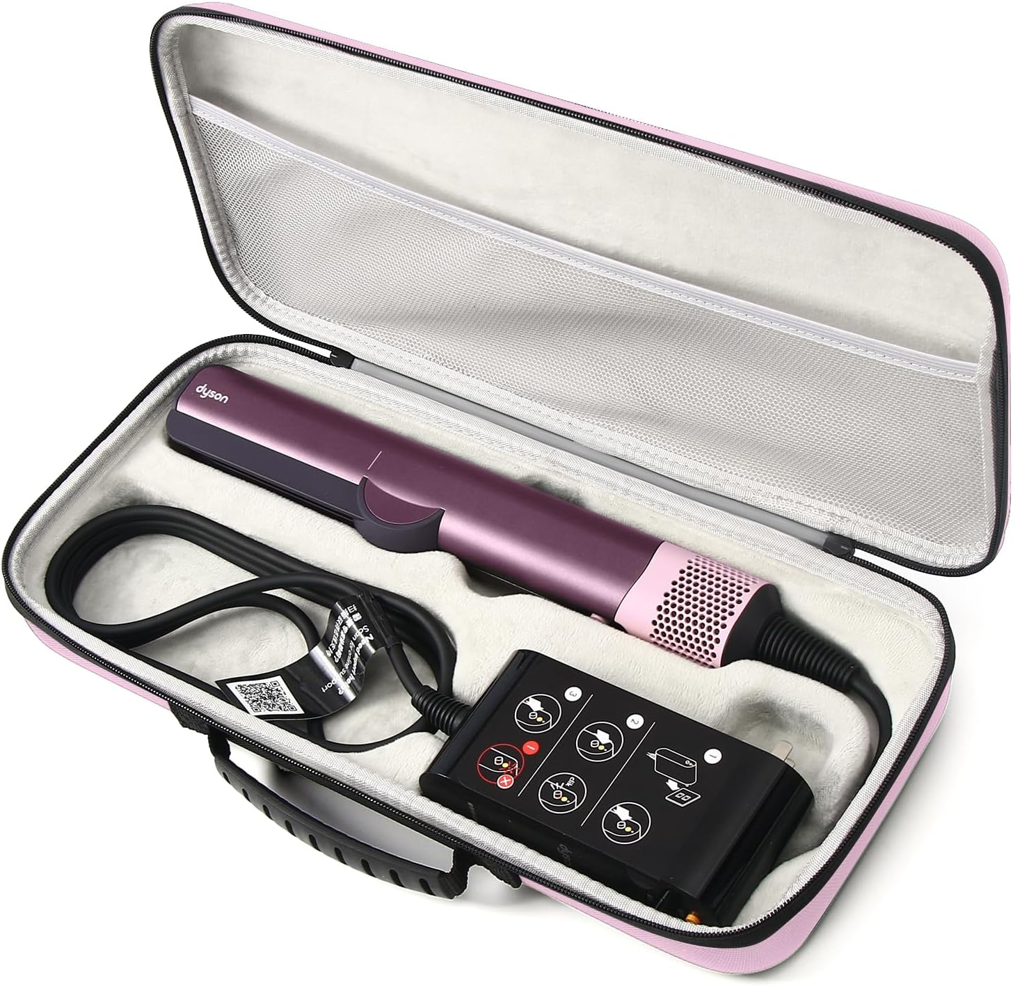 LIUIIVIRI Hard Travel Case Compatible with Dyson Airstraight HT01 Hair Straightener & Power Supply, Waterproof and Shockproof Storage Caryying Case, Black, M, Cary