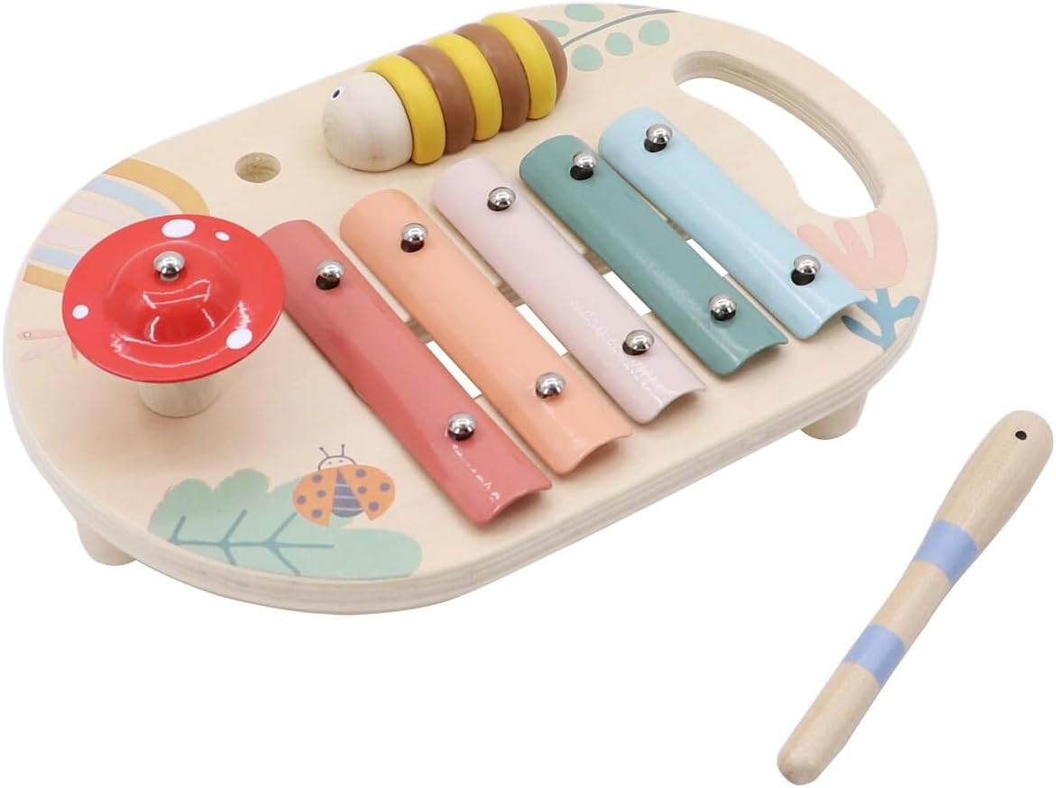 Kaper Kidz - Wooden Spring Insect Music Table | Music Set for Babies and Toddlers