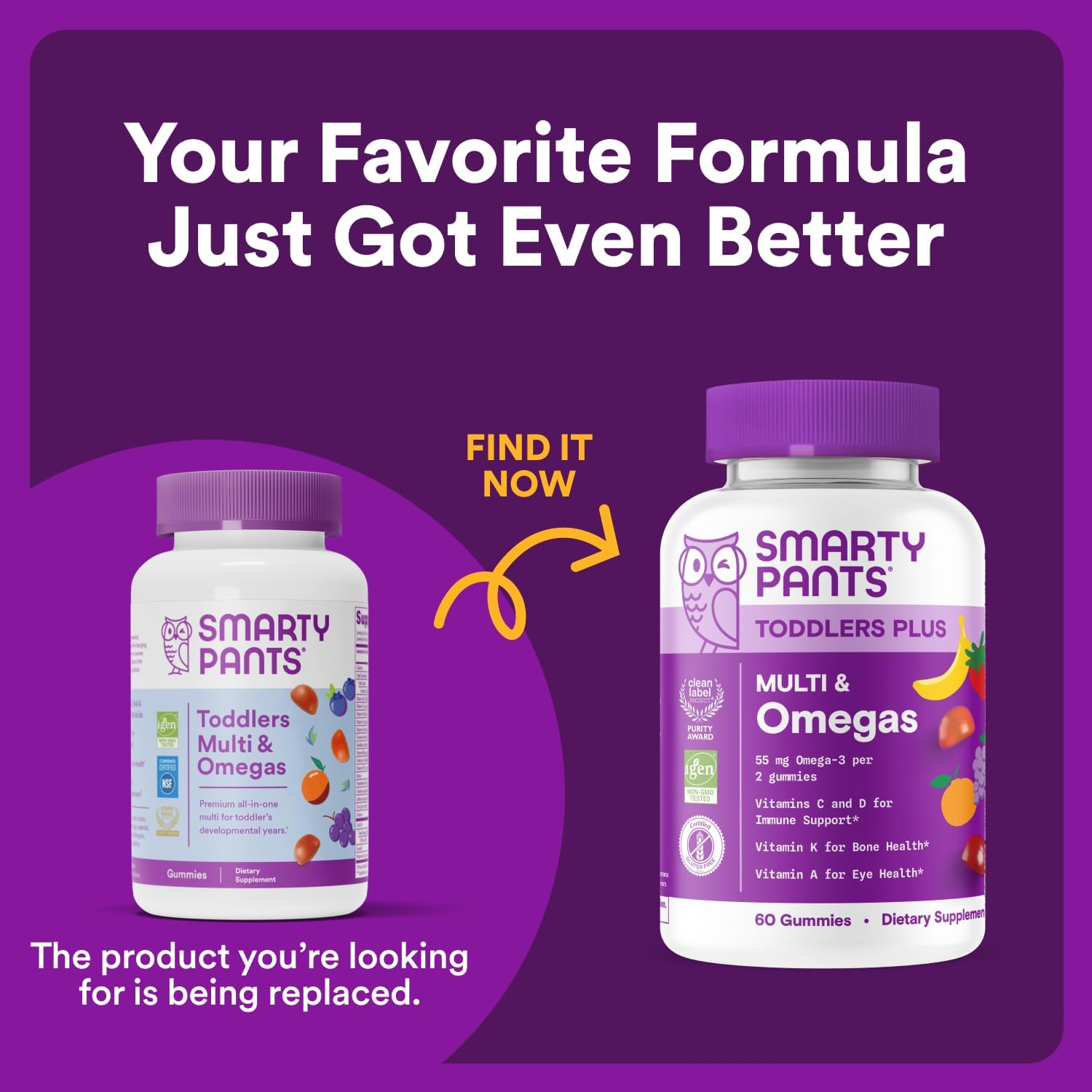 Smartypants Toddler Formula Daily Gummy Vitamins: Gluten Free, Multivitamin & Omega 3 Fish Oil (DHA/EPA), Methyl B12, Vitamin D3, Vitamin B6, 90 Count (30 Day Supply) - Packaging May Vary image number 5