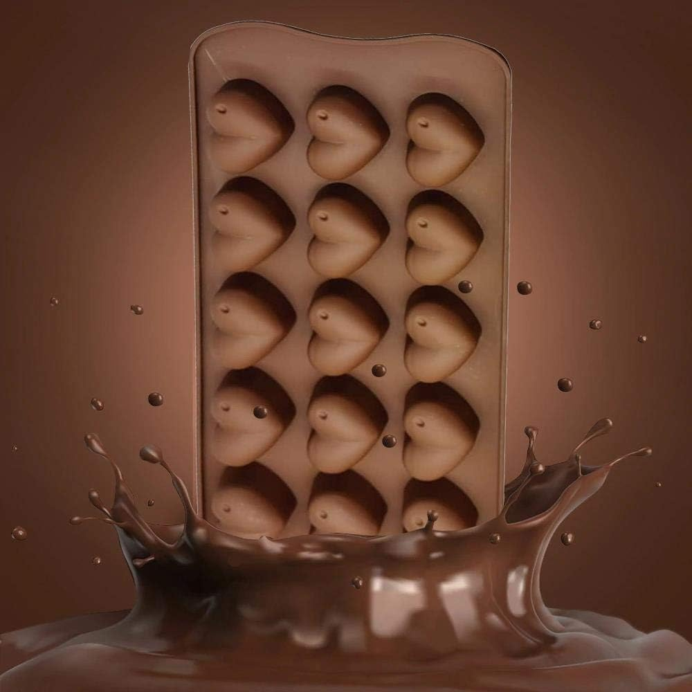 15-Cavity Heart Shape Chocolate Mould, Set of 4 PCS Silicone Valentine Heart Chocolate Gummy and Candy Mold by Onlineforu image number 2