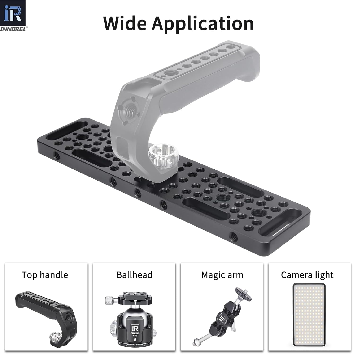 INNOREL CP2005 20 * 5Cm Multi-Functional Cheese Plate with 1/4" & 3/8" Threads, Switching Mounting Plate with Built-In ARRI Locating Holes for Camera and Tripod image number 2