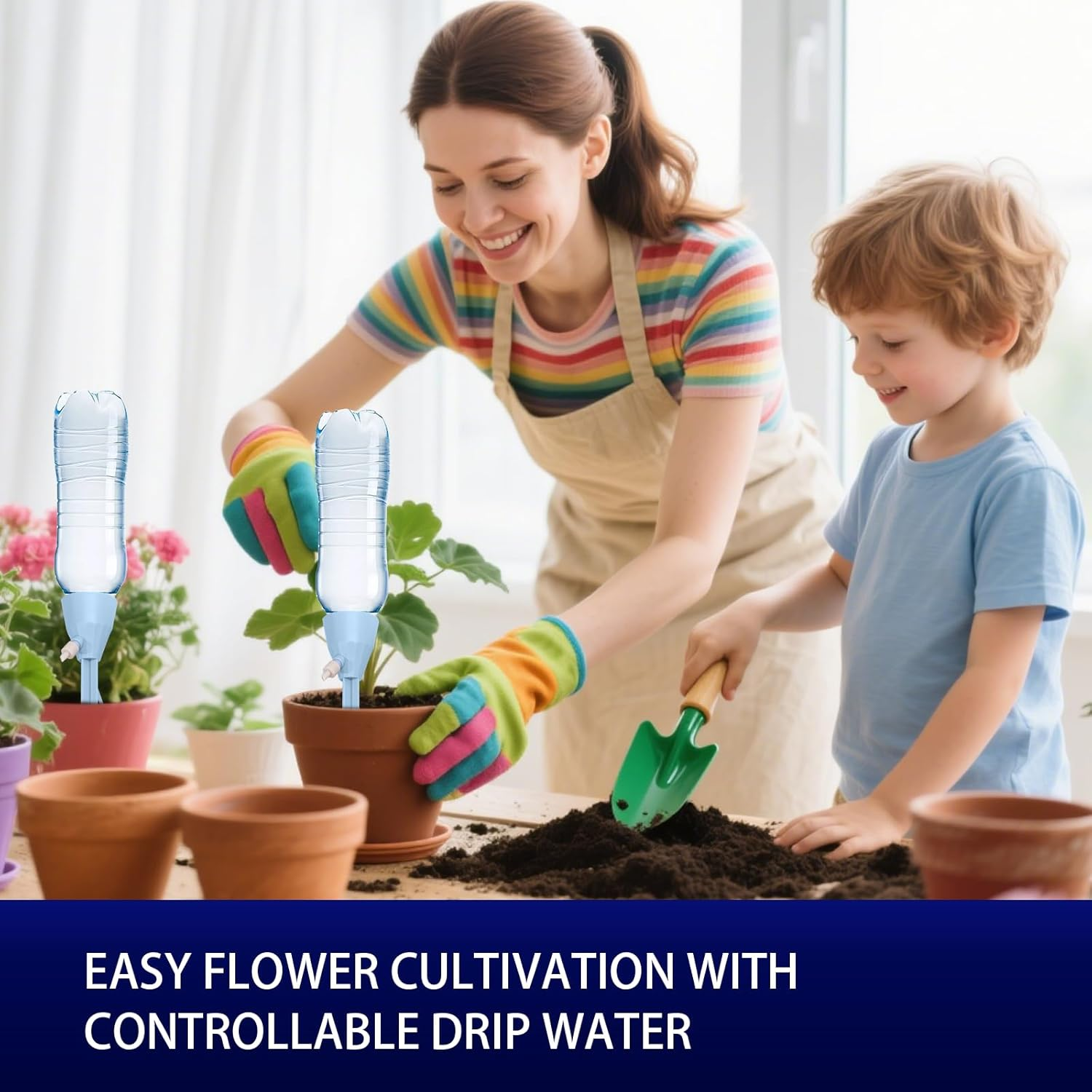 12 Pack Self Watering Spikes for Plants Adjustable Drip Irrigation System with Control Valve,Automatic Plant Watering Devices for Indoor Outdoor Potted Plants,Vegetables & Flowers,Blue