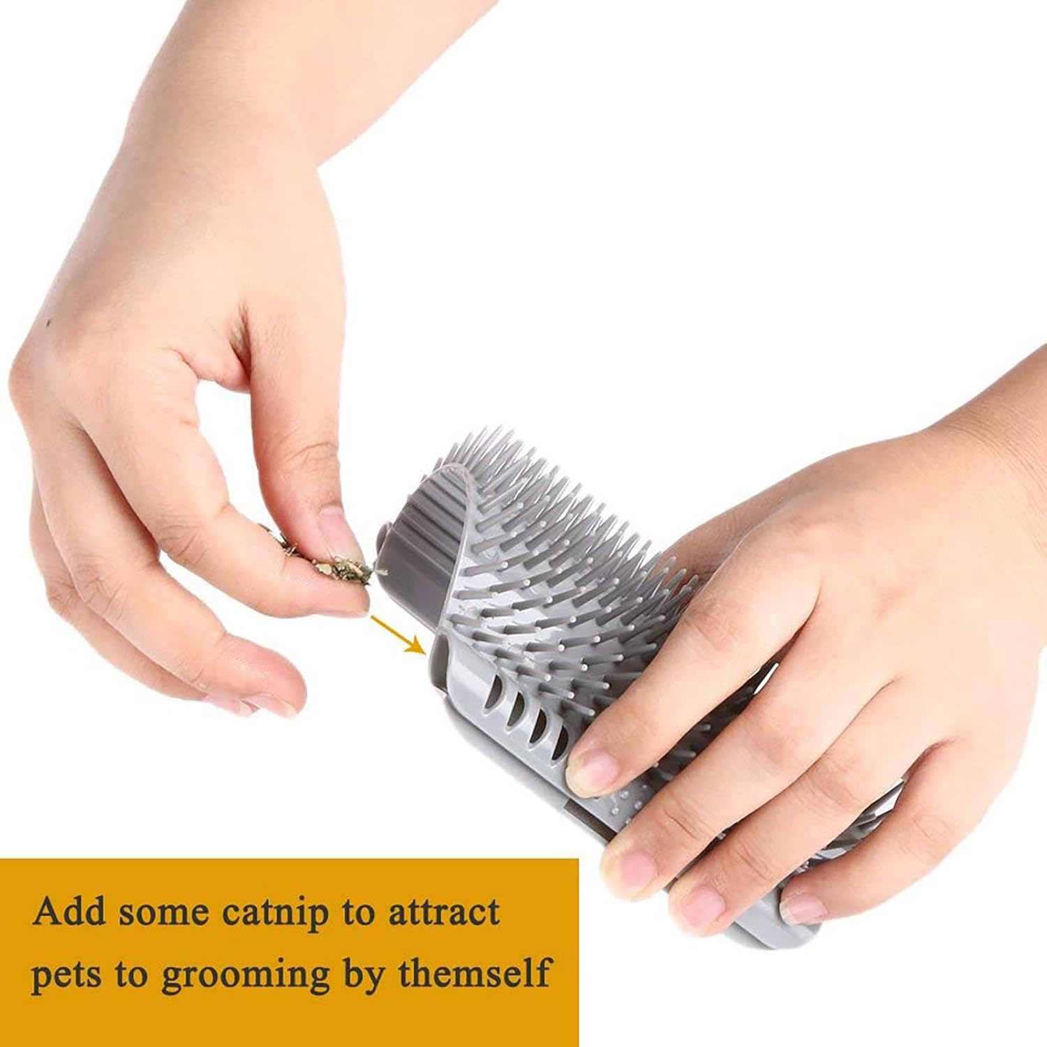 Cat Wall Corner Groomers，1Pcs Cat Hair Brush Soft Face Scratchers Brush, Pet Self Cleaning Slicker Brushes Corner Massage Comb for Long & Short Fur Cat Owners with Catnip(Grey） image number 3