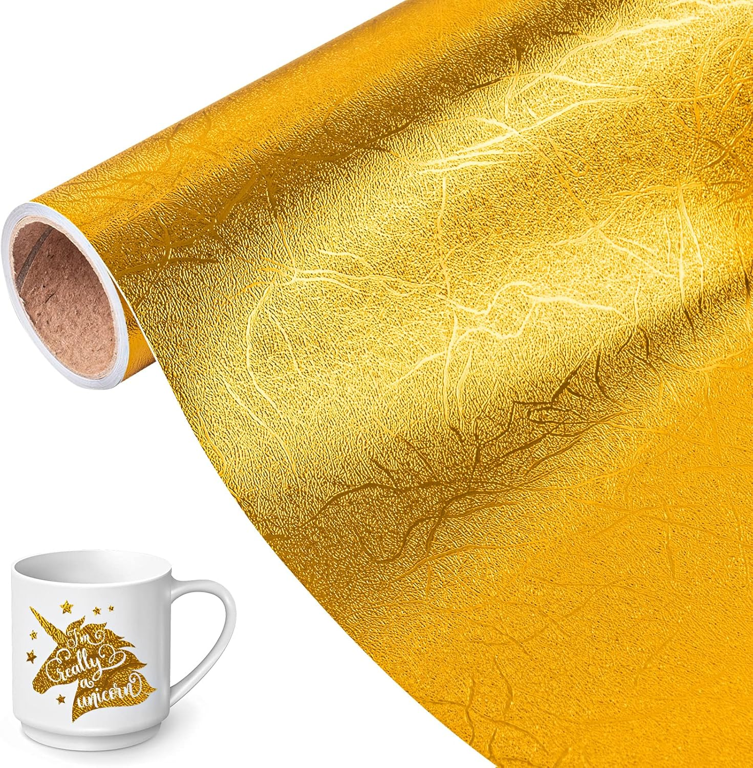 VINYL FROG Tree Texture Adhesive Vinyl Roll, 12" X6Ft Rose Gold, Permanent Craft Vinyl, Metallic Foil Sticker for Crafts, Home Decor