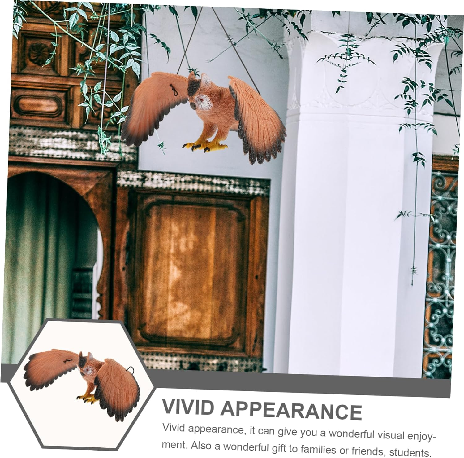 OFFSCH Hanging Rotating Owl Bird Deterrent Ornament Outdoor Garden Yard Bird Repellent Devices for outside Decorative Owl Statue for Pigeon Seagull and Bird Deterrents image number 2