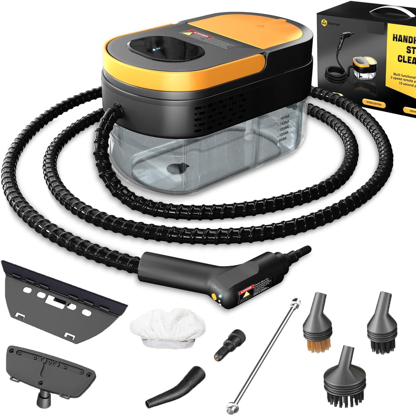 Koeay 1500W Steam Cleaner 3-Level Adjustable Handheld Portable Pressuresteamer Cleaner 15S Heat-Up with 1600Ml Tank & 9 Pcs Accessories, Home Steam Cleaner for Dirt, Grease, Grout, Tile, Floor image number 4