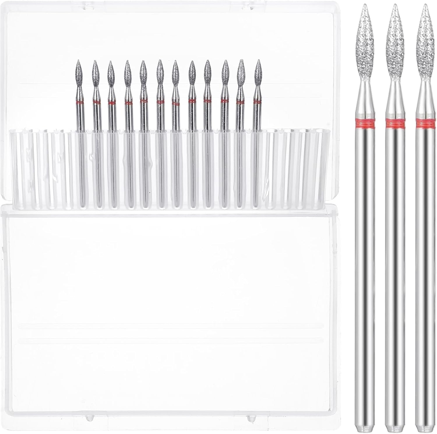 Gjinxi Diamond Flame Cuticle Drill Bits Set 12Pcs Cuticle Nail Drill Bit 3/32'' Professional Nail Bits Kit for Clean Dead Skin Manicure Pedicure, Acrylic Gel Nails, Salon Home Nails Care Tools image number 5