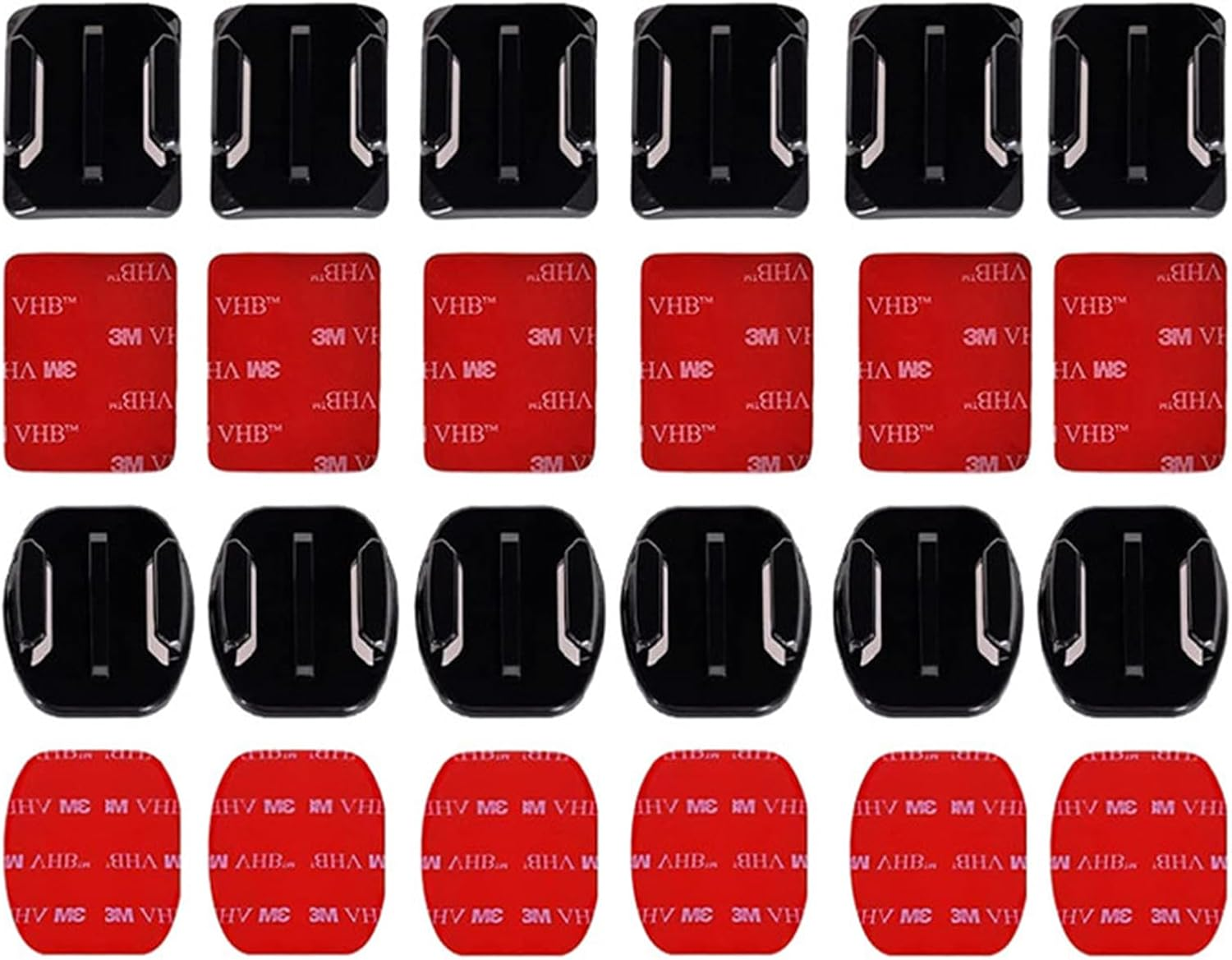 Compatible with Gopro Helmet Mount Adhesive Sticky Mounts Flat Curved 3M Mount 6X Curved & 6X Flat Mounts Bundle W/ 3M Sticky Pads Flat Curved Black Silver Session Cameras image number 3