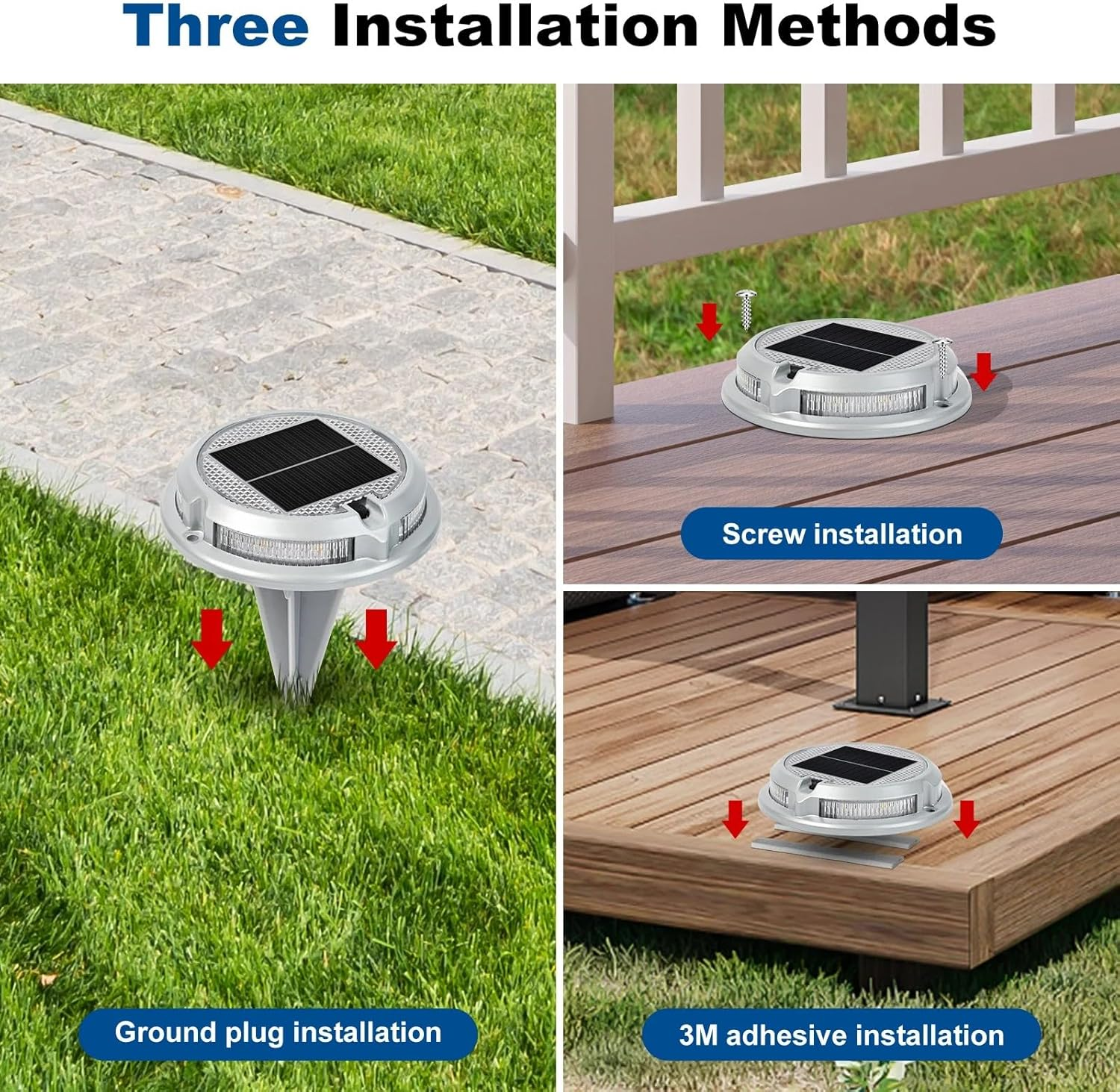 Cyperever Solar Driveway Lights 4 Pack, 8 Colors 4 Modes Extra Bright Driveway Solar Lights with 8 Premium LED Beads & High-Quality Shell for Driveway Garden Walkway Yard Fairy Fence Stairs Deck Patio image number 1